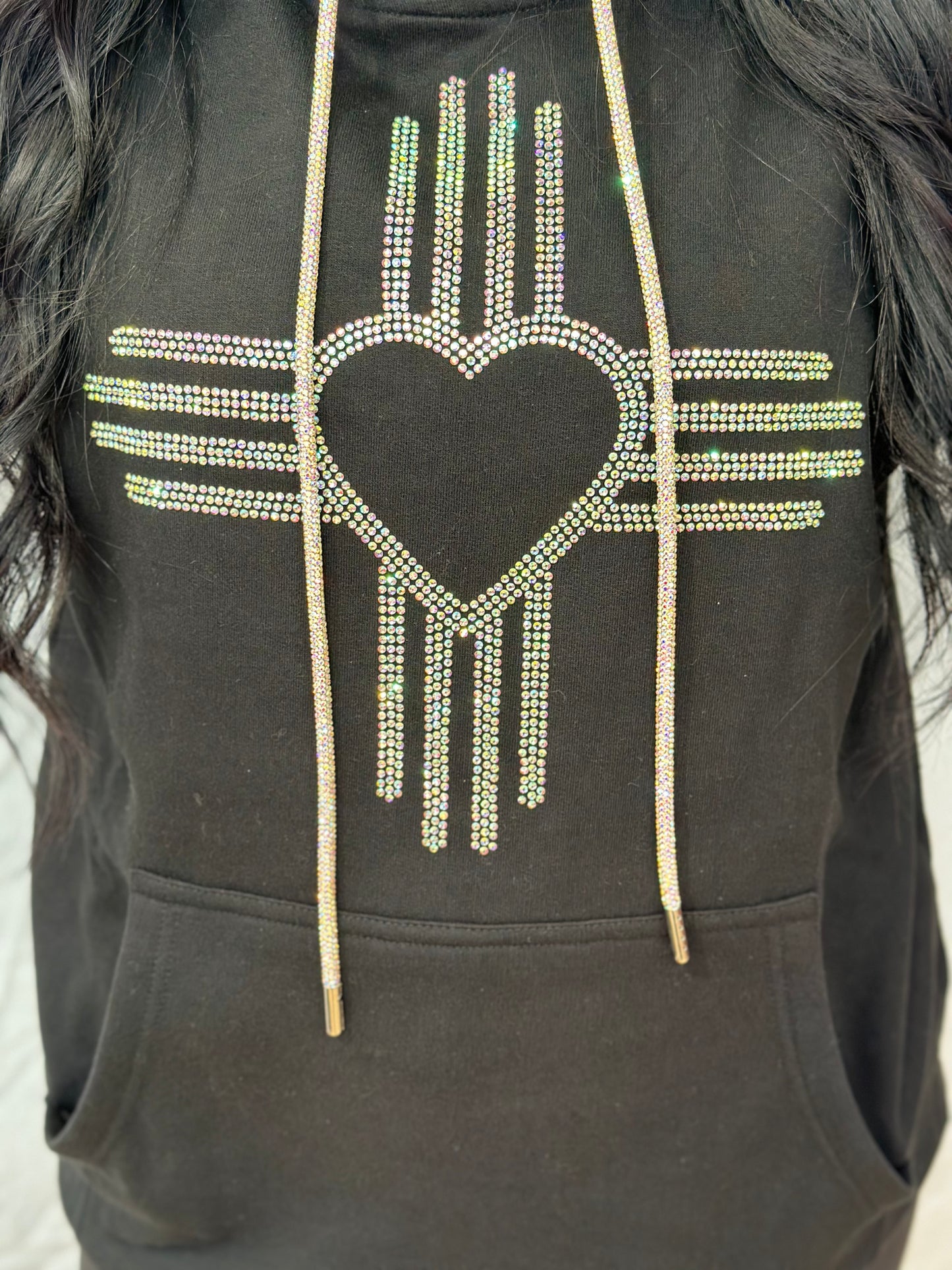 Iridescent Heart Rhinestone Zia Hoodie