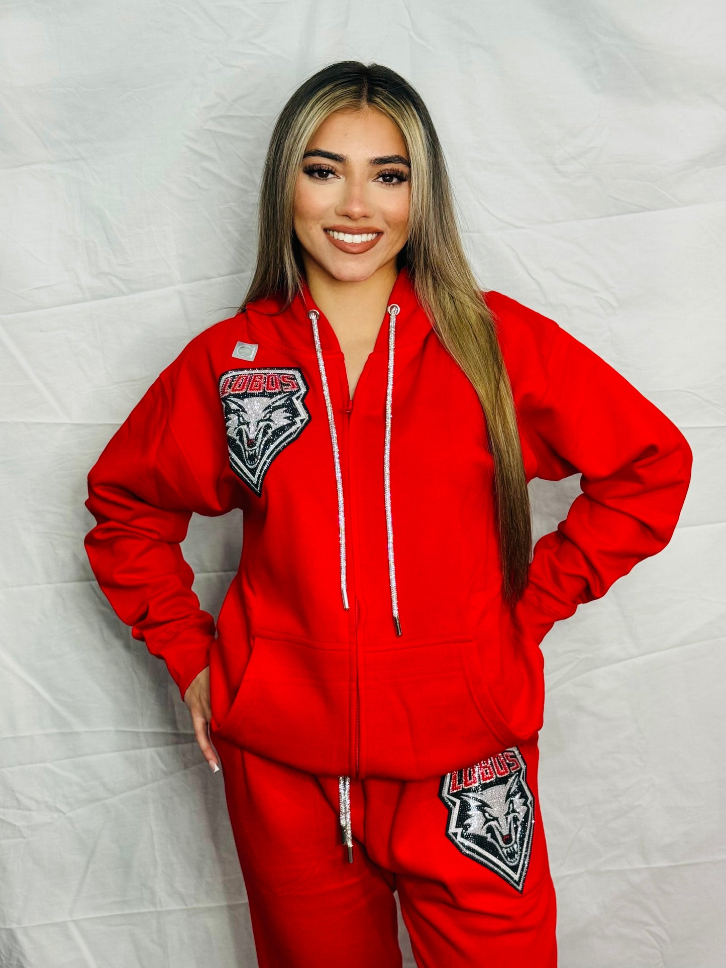 Red New Mexico UNM Lobos Rhinestone Pants