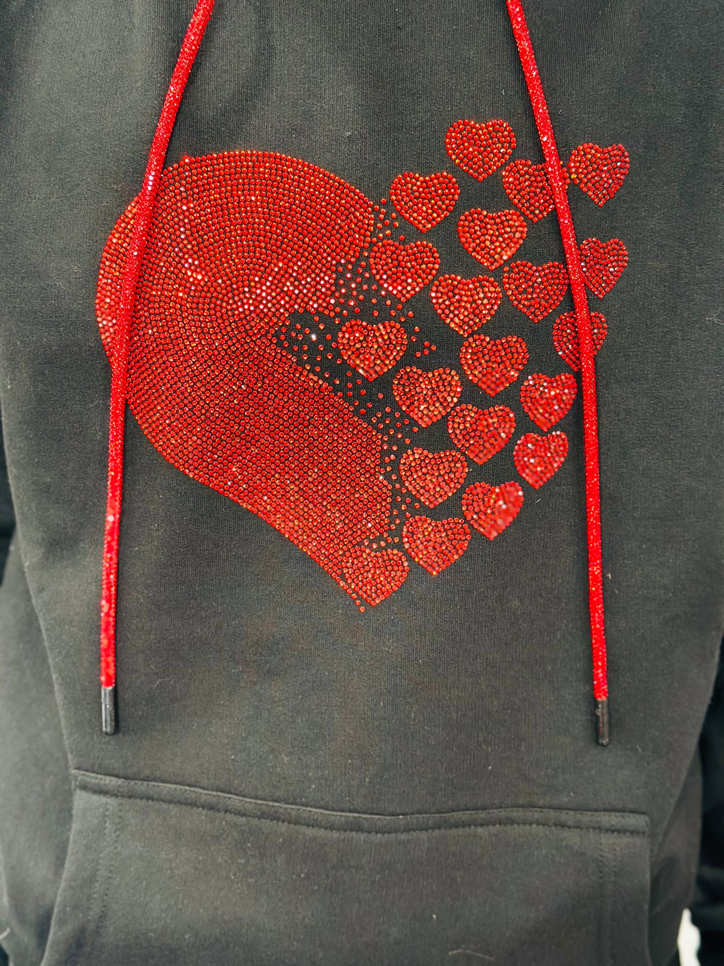 Red Heart Rhinestone Hoodie