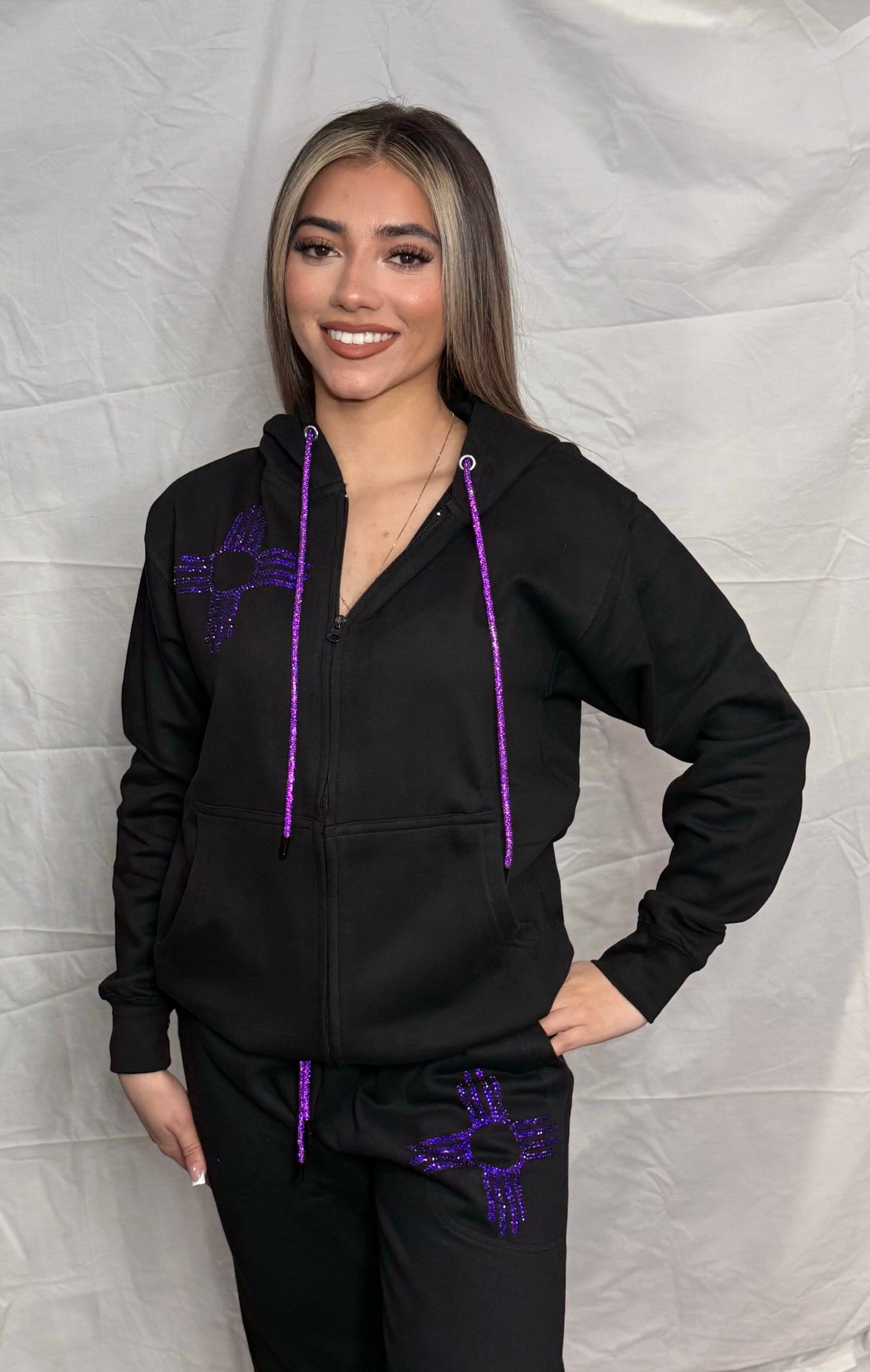 Purple Zia Rhinestone Pants