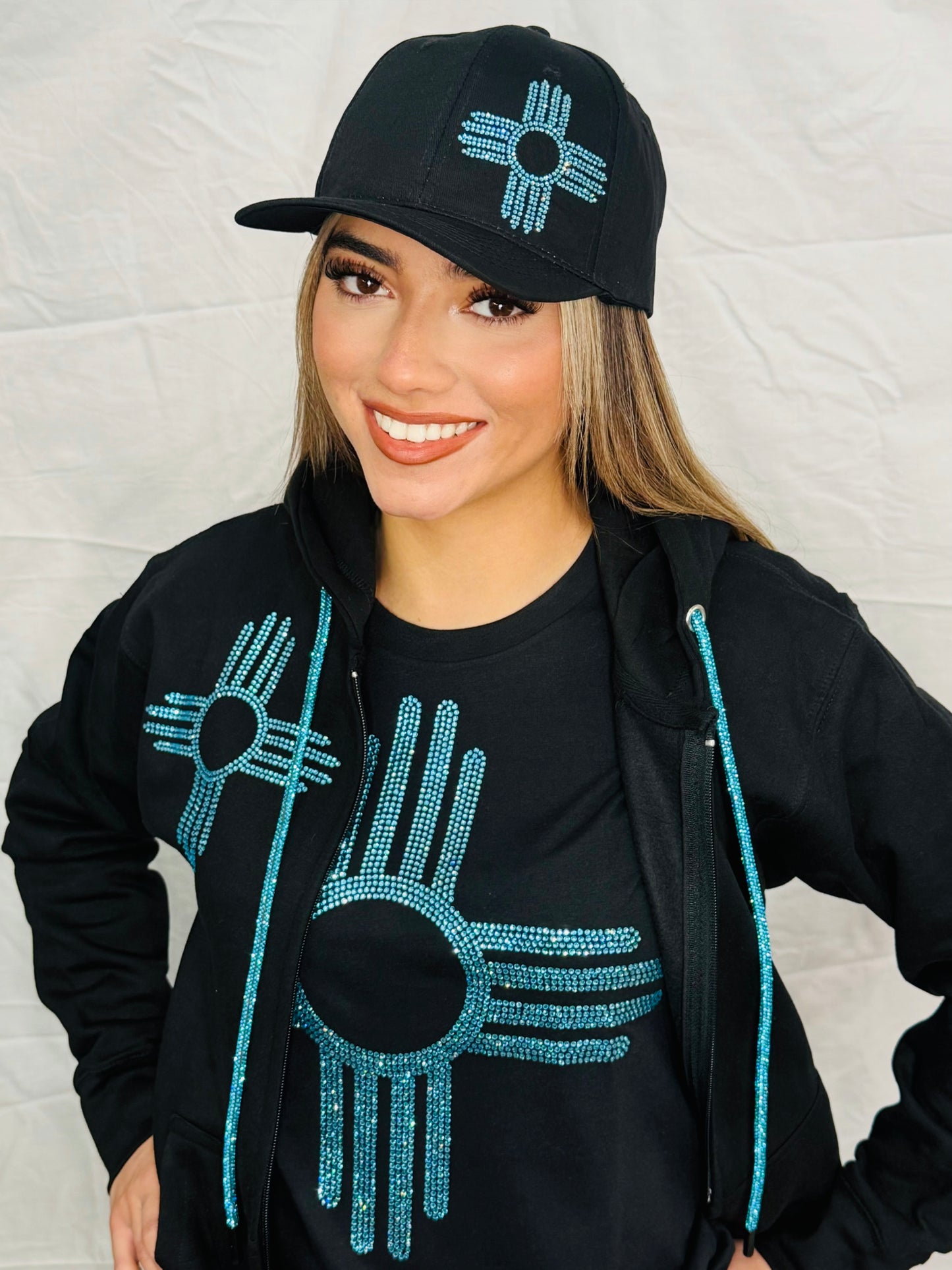 Turquoise Zia Rhinestone Hat
