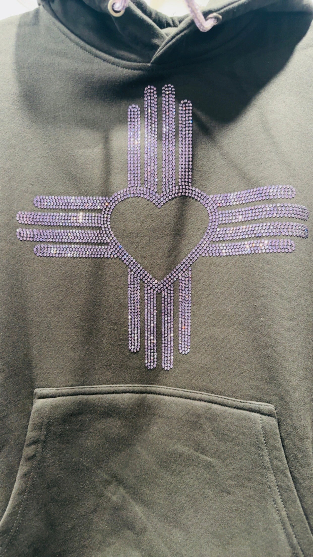 Purple Rhinestone Zia Heart Hoodie