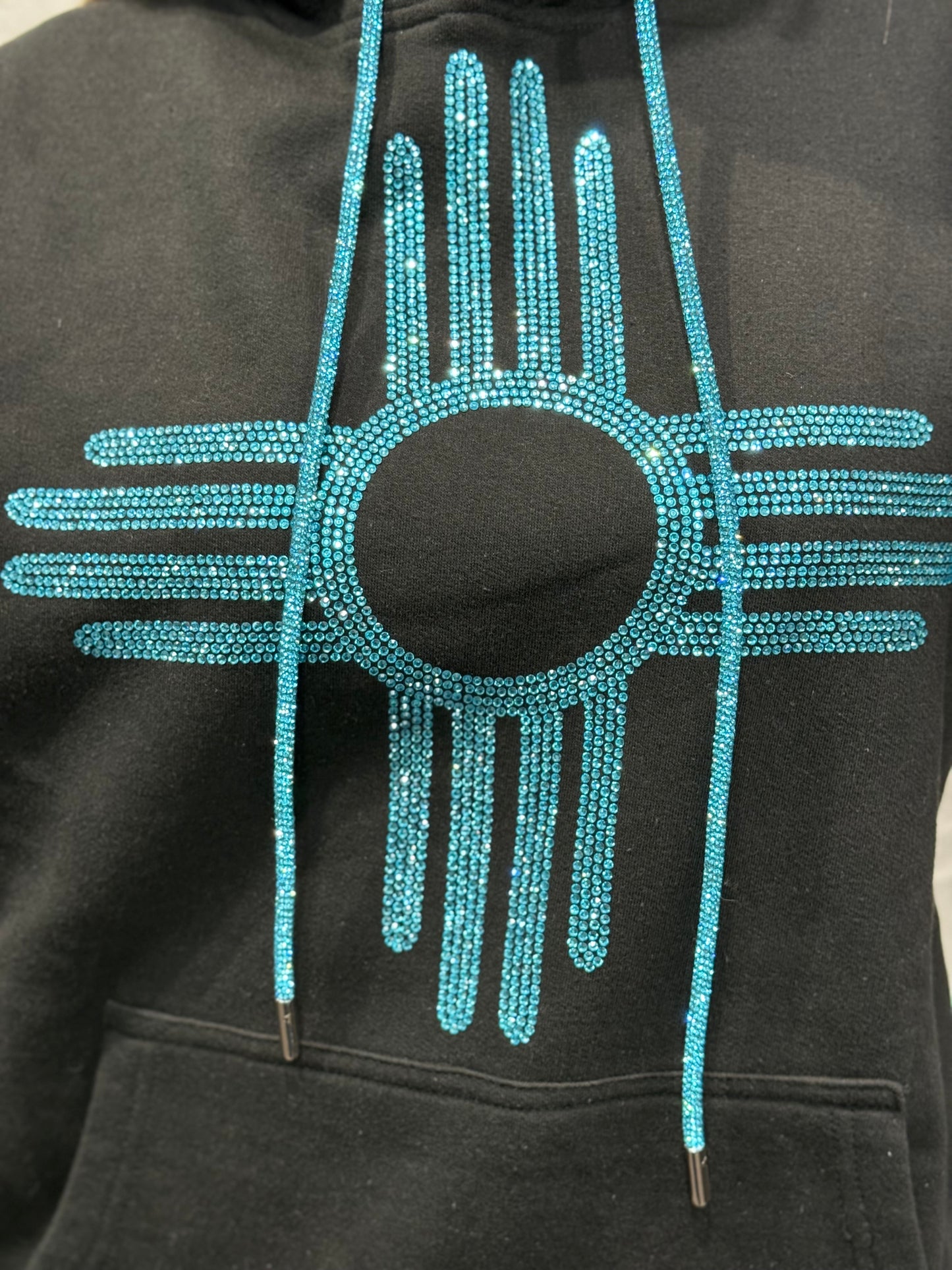 Turquoise Zia Rhinestone Hoodie