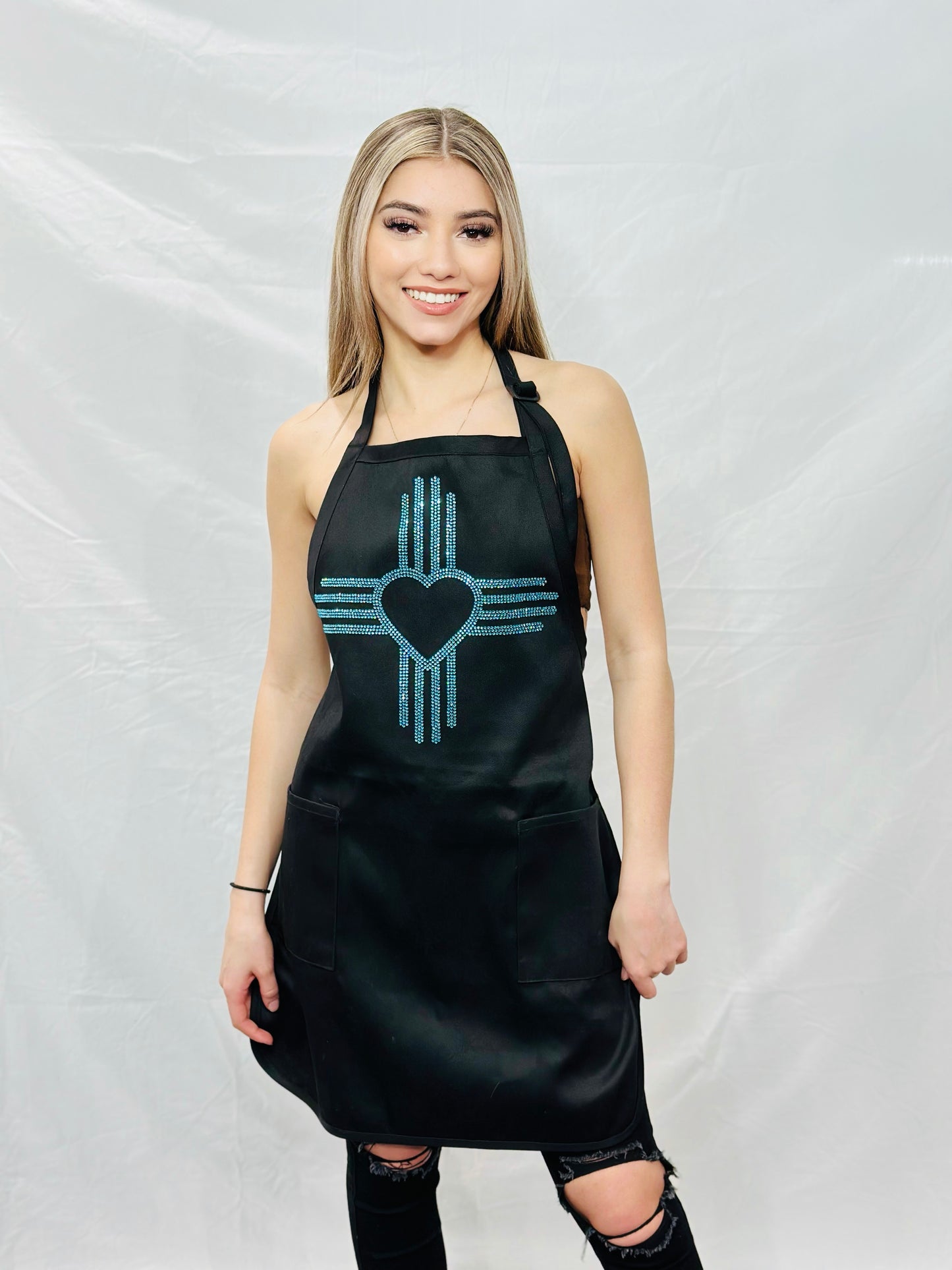 Turquoise Heart Zia Apron