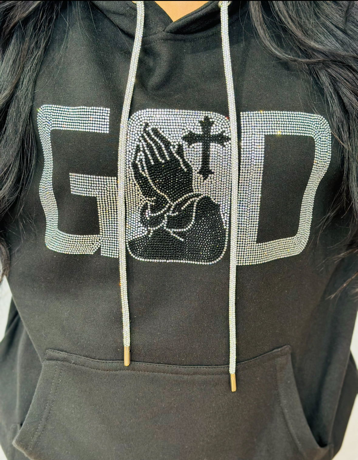 God Rhinestone Hoodie