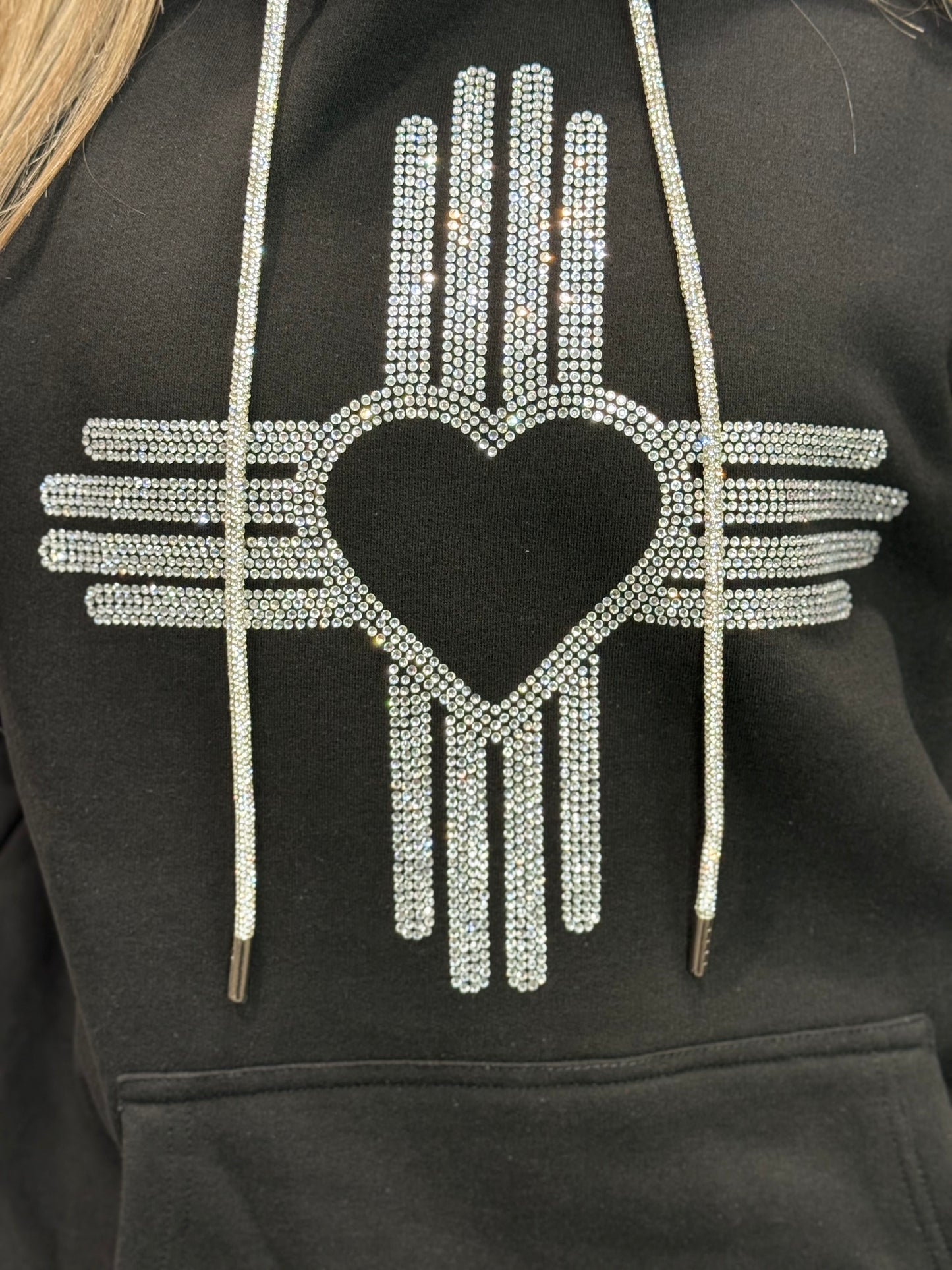 Silver Rhinestone Zia Heart Hoodie