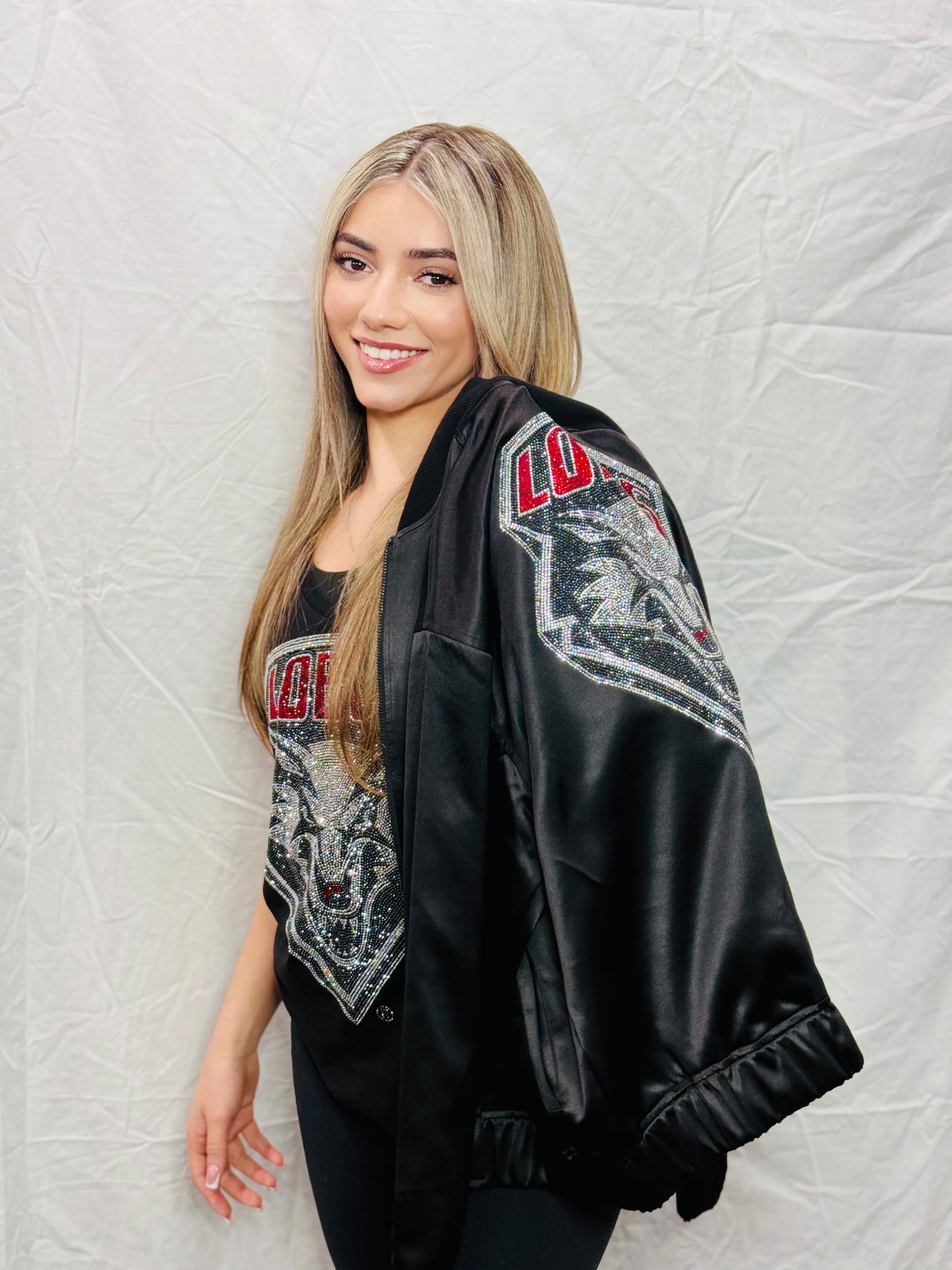 Limited Edition New Mexico UNM Lobos Rhinestone Bomber Jacket