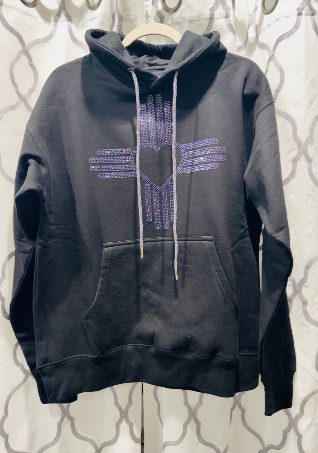 Purple Rhinestone Zia Heart Hoodie
