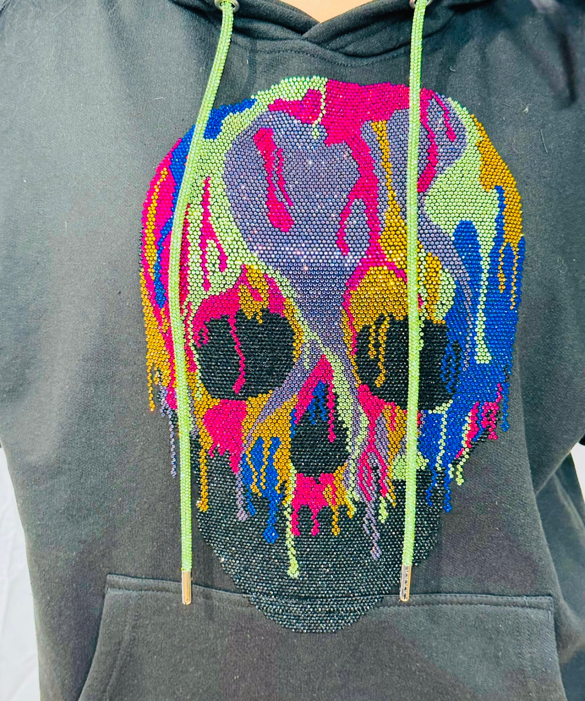 Dripping Skull Rhinestone Hoodie