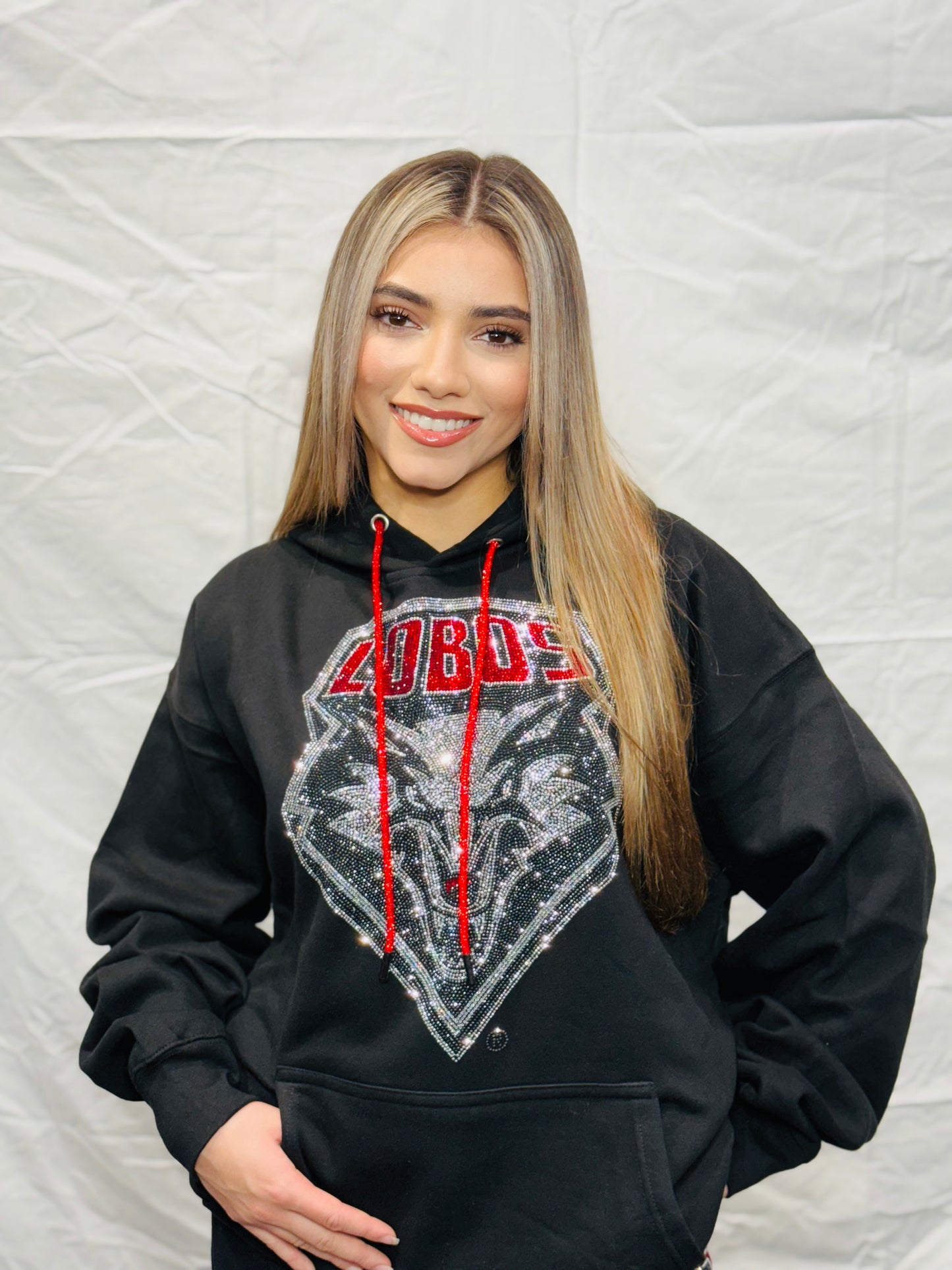 New Mexico UNM Lobos Rhinestone Hoodie