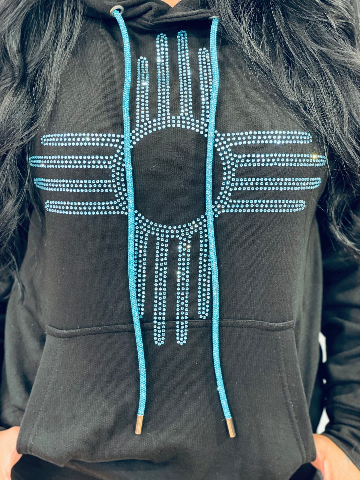 Turquoise Zia Rhinestone Hoodie