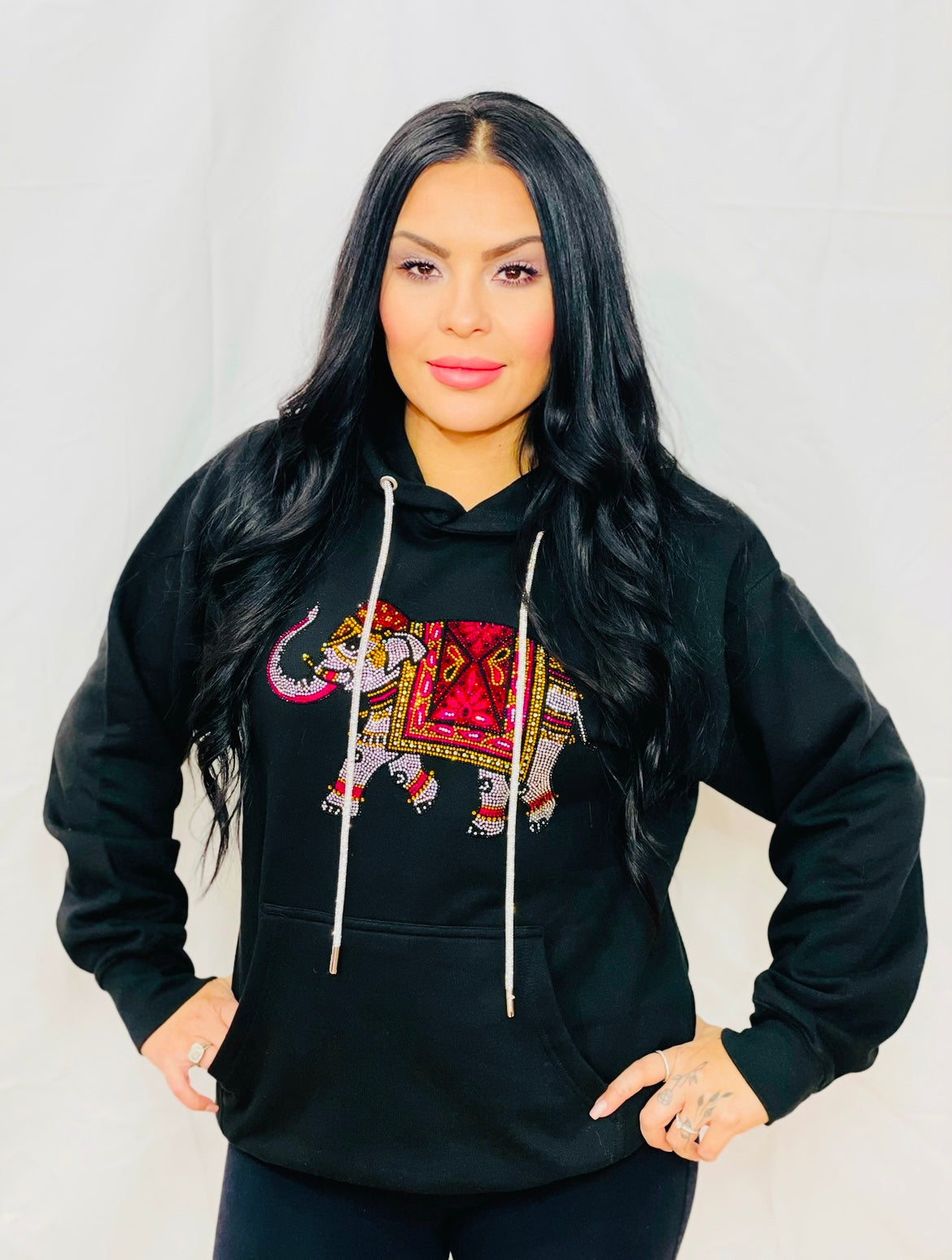 Elephant Rhinestone Hoodie