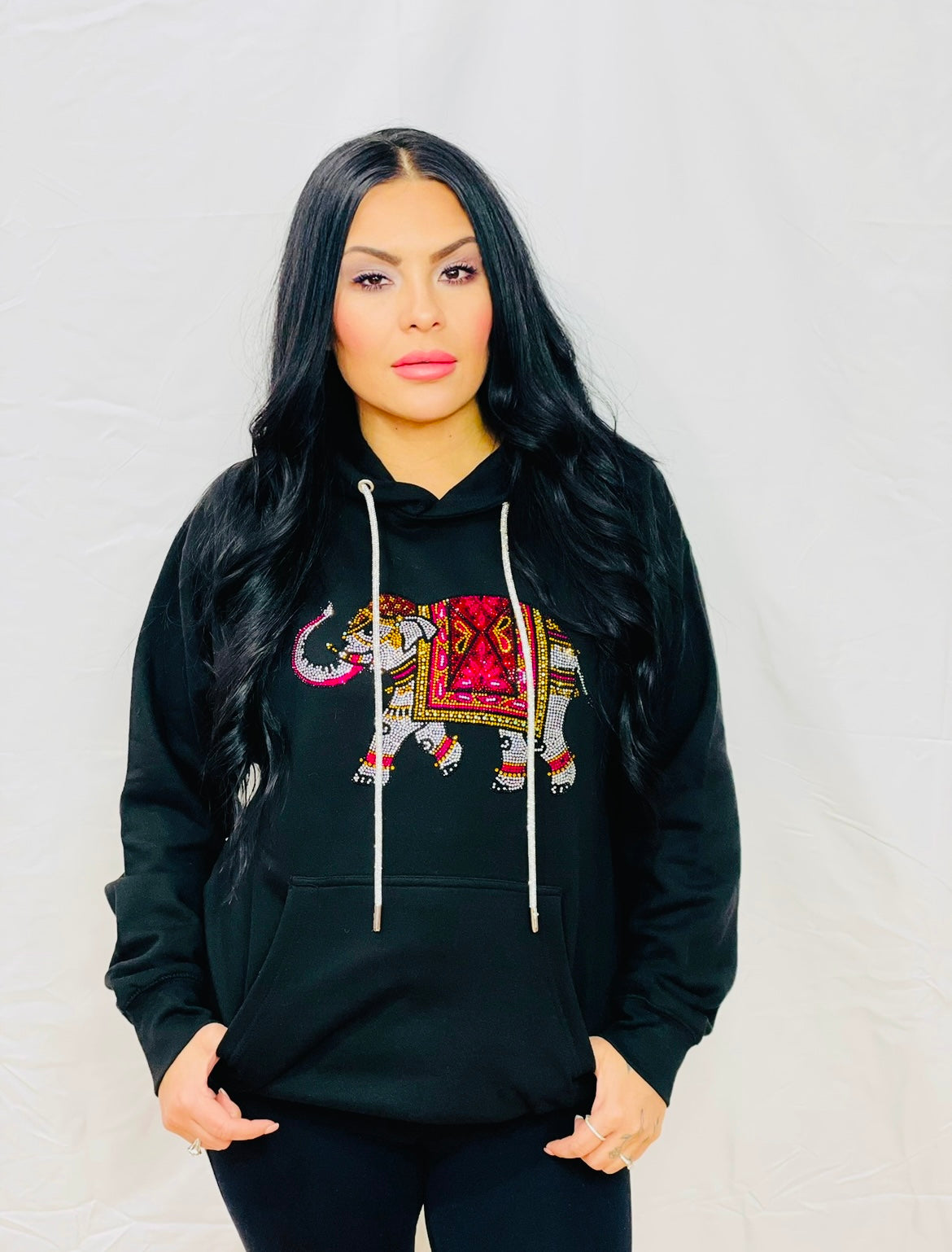 Elephant Rhinestone Hoodie