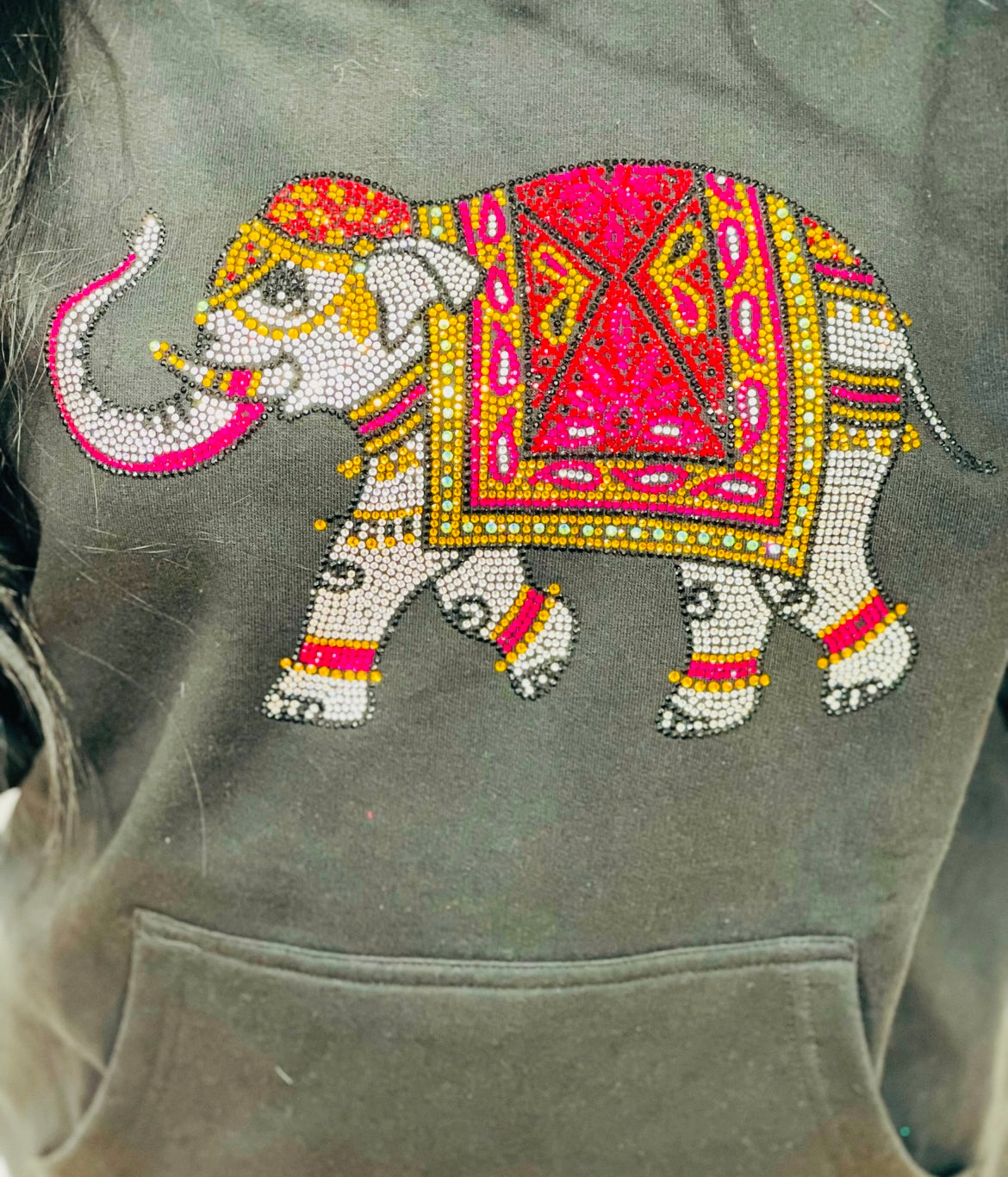 Elephant Rhinestone Hoodie