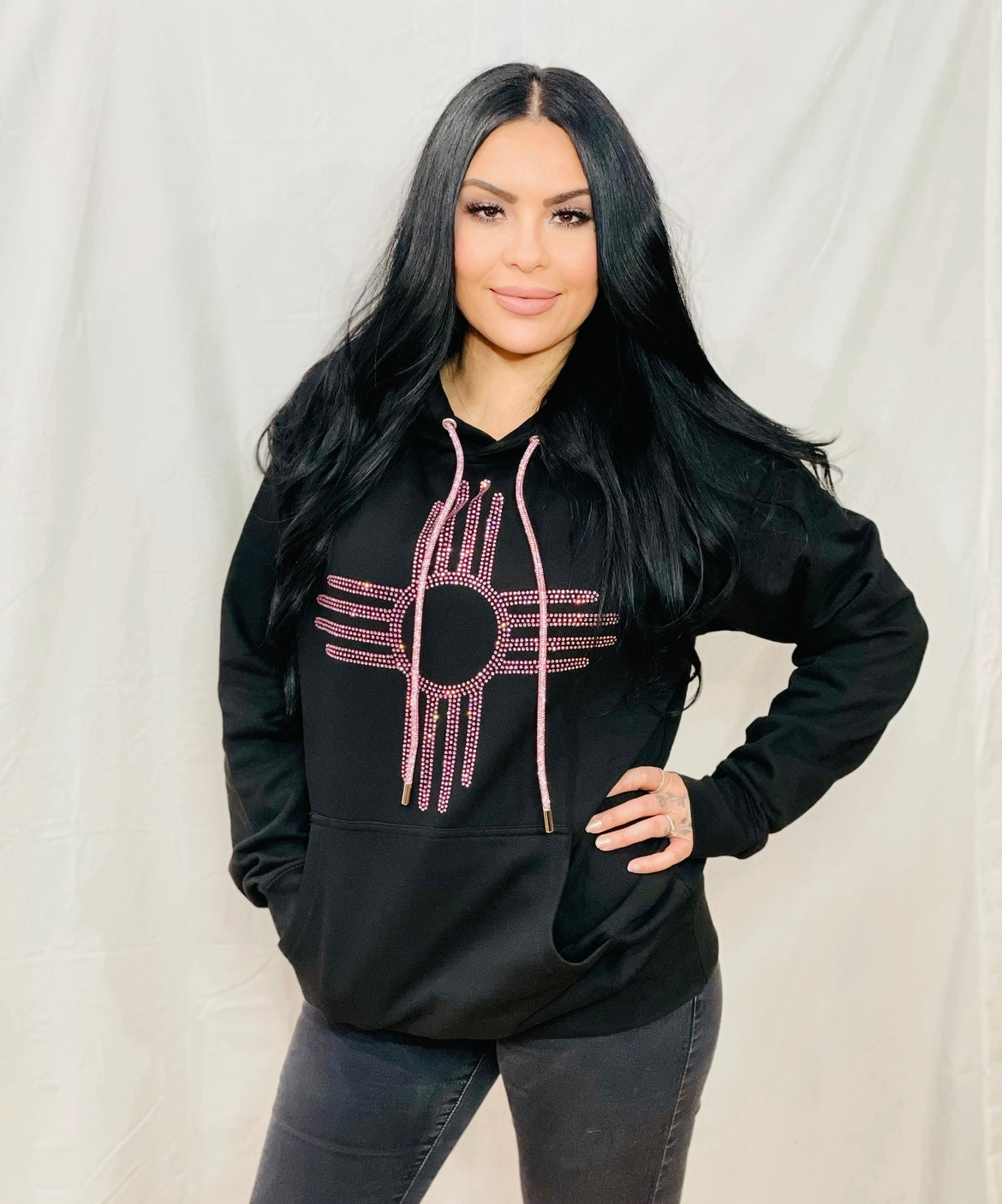 Pink Rhinestone Zia Hoodie