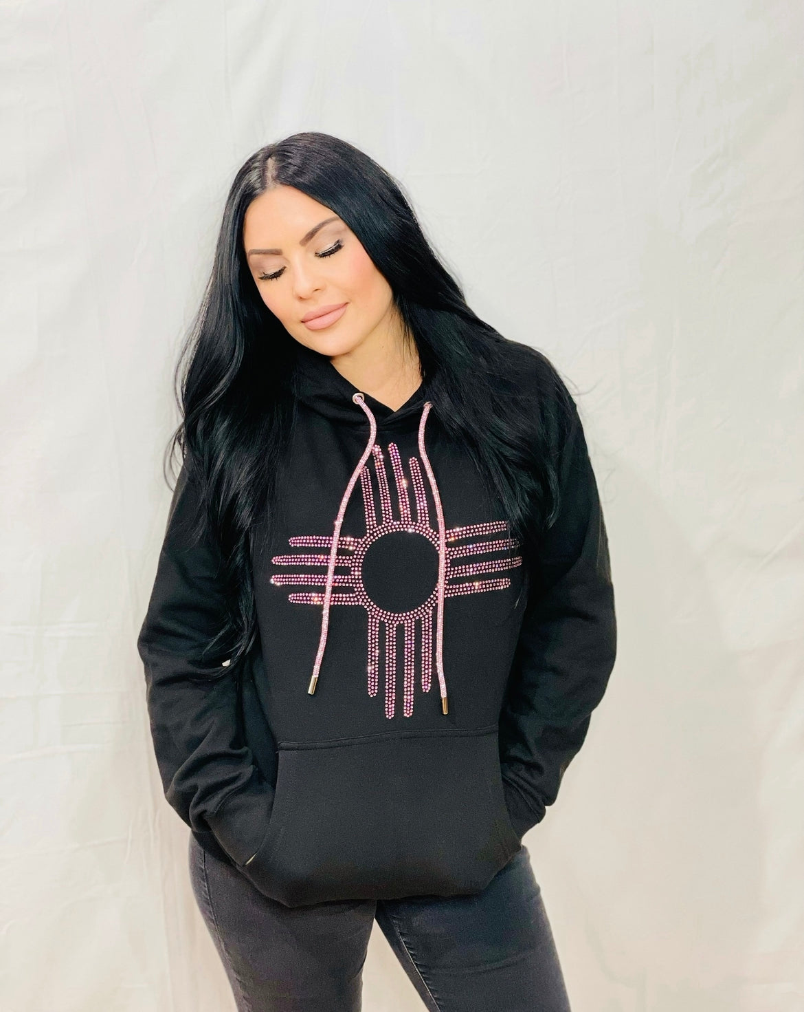 Pink Rhinestone Zia Hoodie