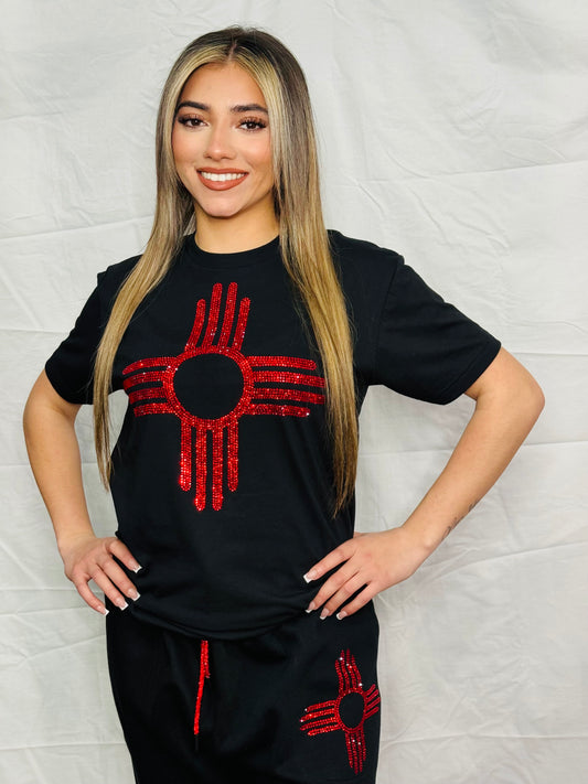 Red Zia Rhinestone T-Shirt