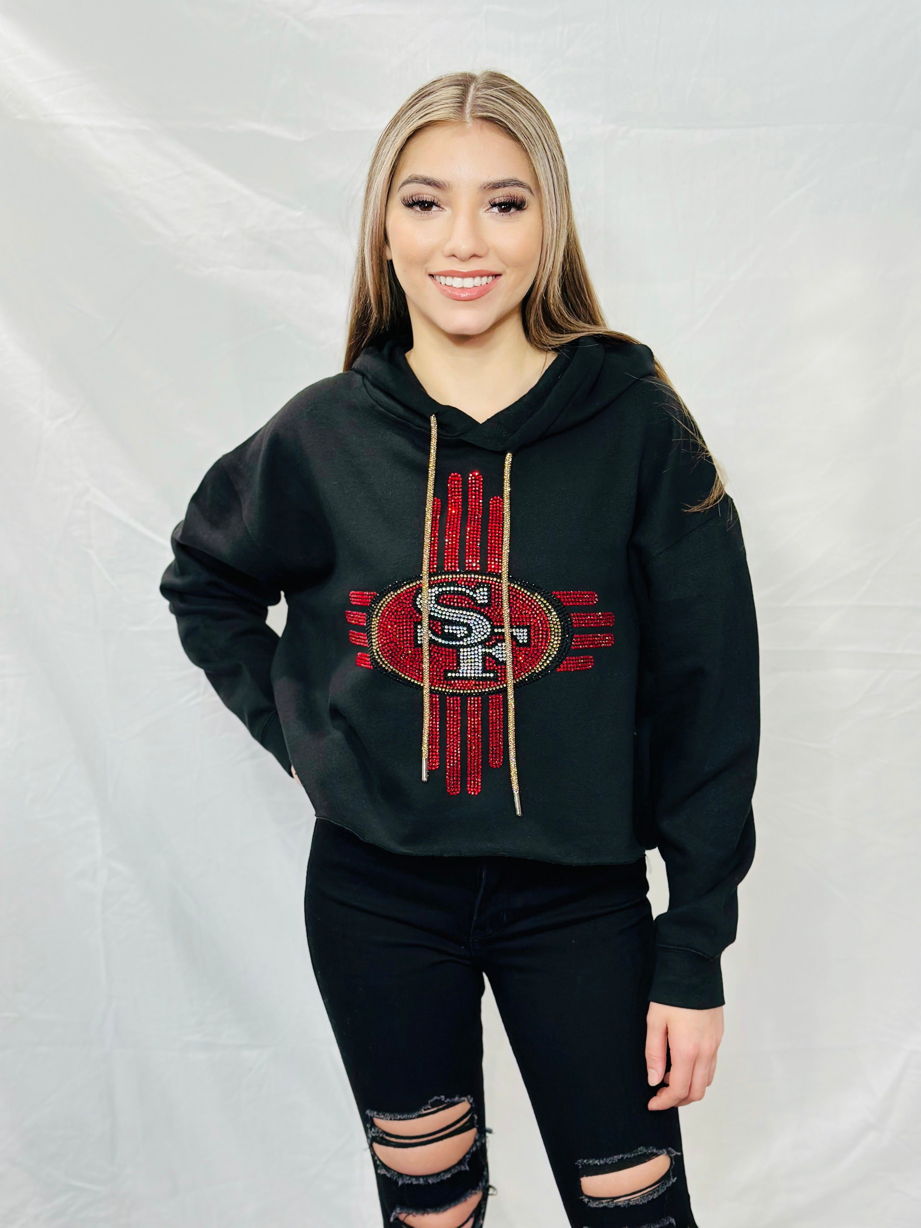 Crop Top Rhinestone Hoodies