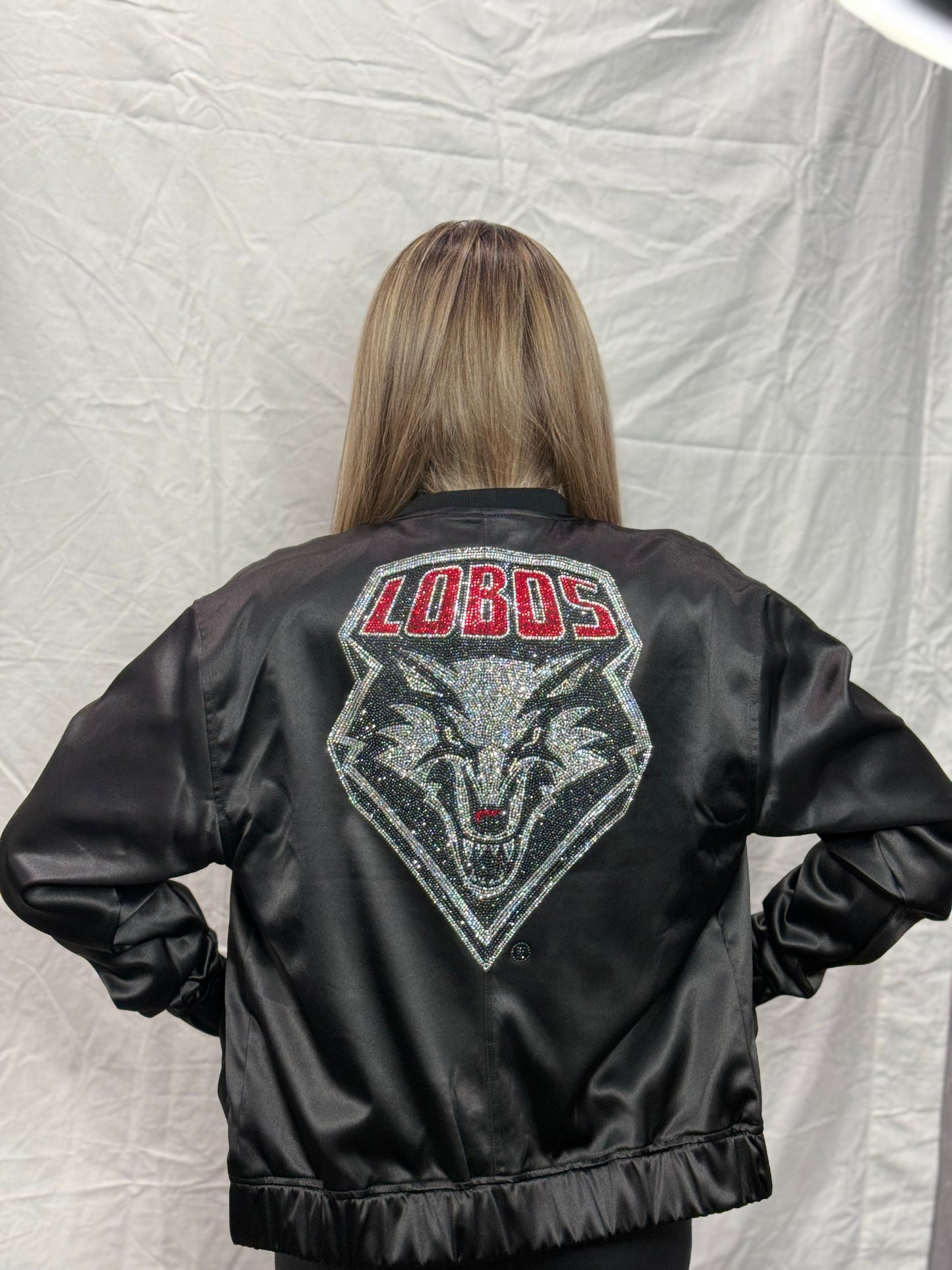 Zia Limited Edition New Mexico UNM Lobos Rhinestone Bomber Jacket