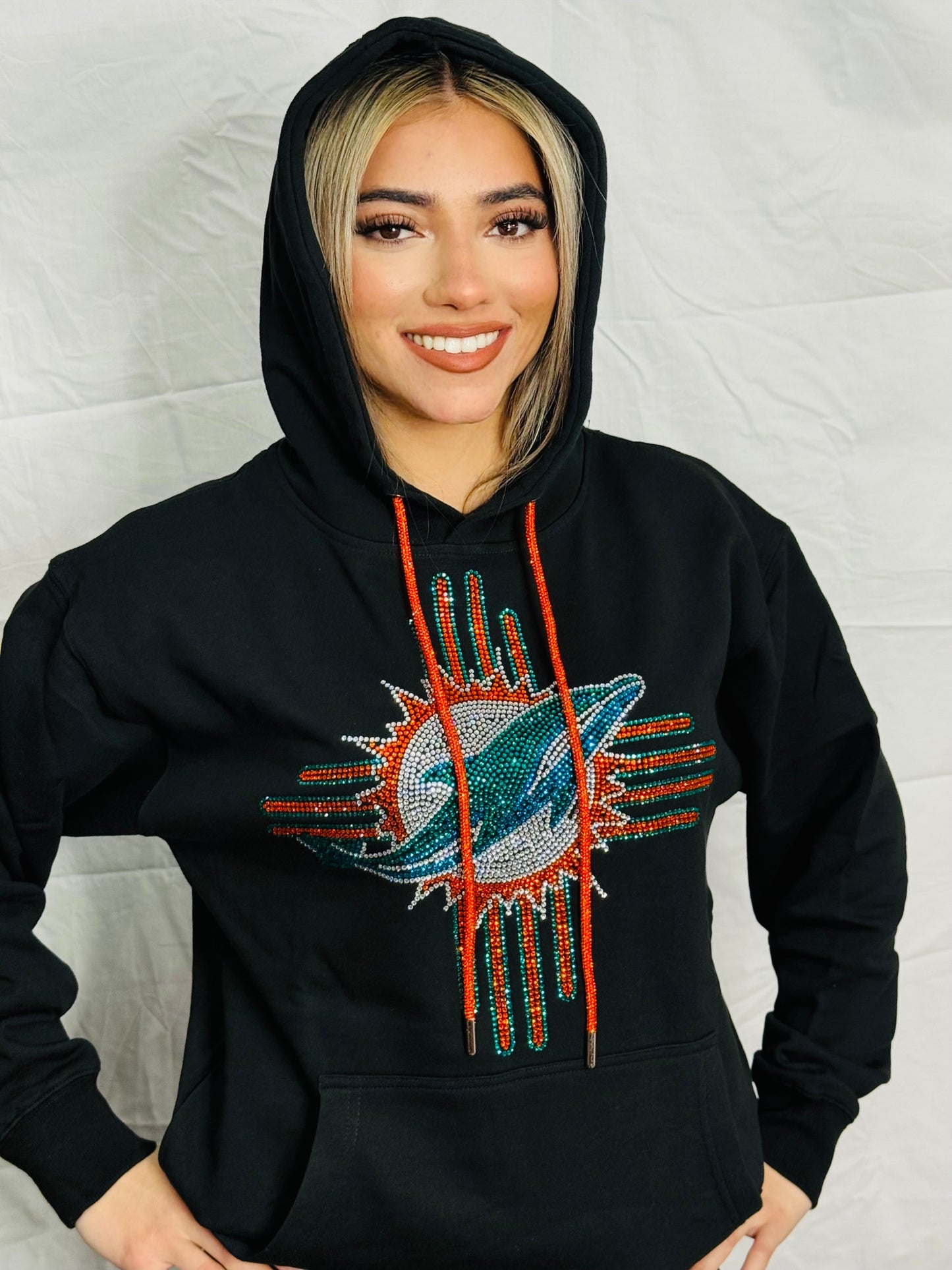 Zia Miami Dolphins Rhinestone Hoodie