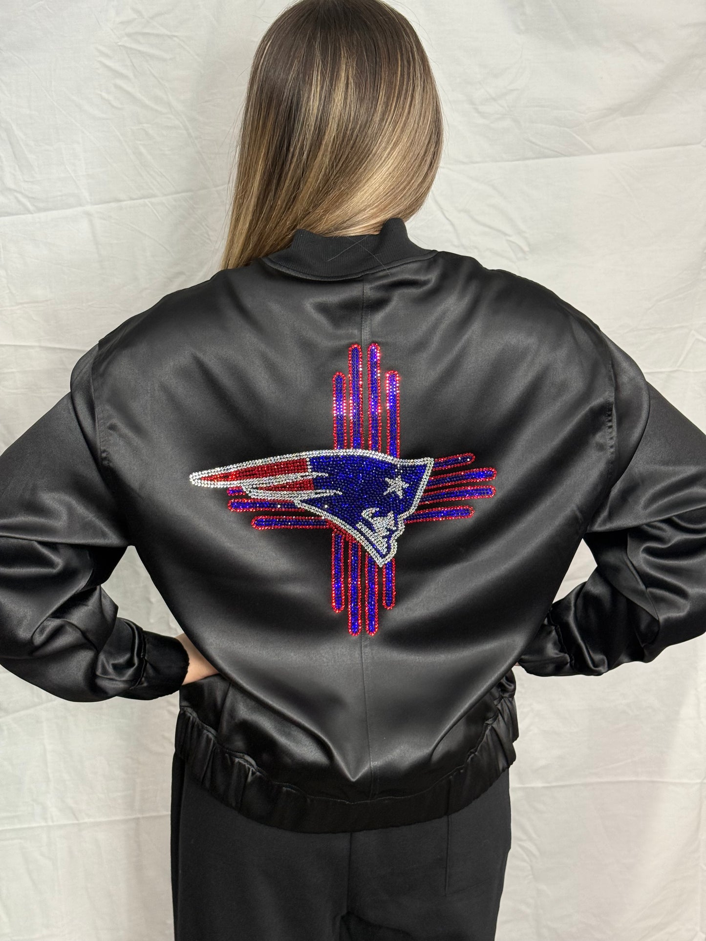 Limited Edition Super Bowl Patriots Rhinestone Bomber Jacket