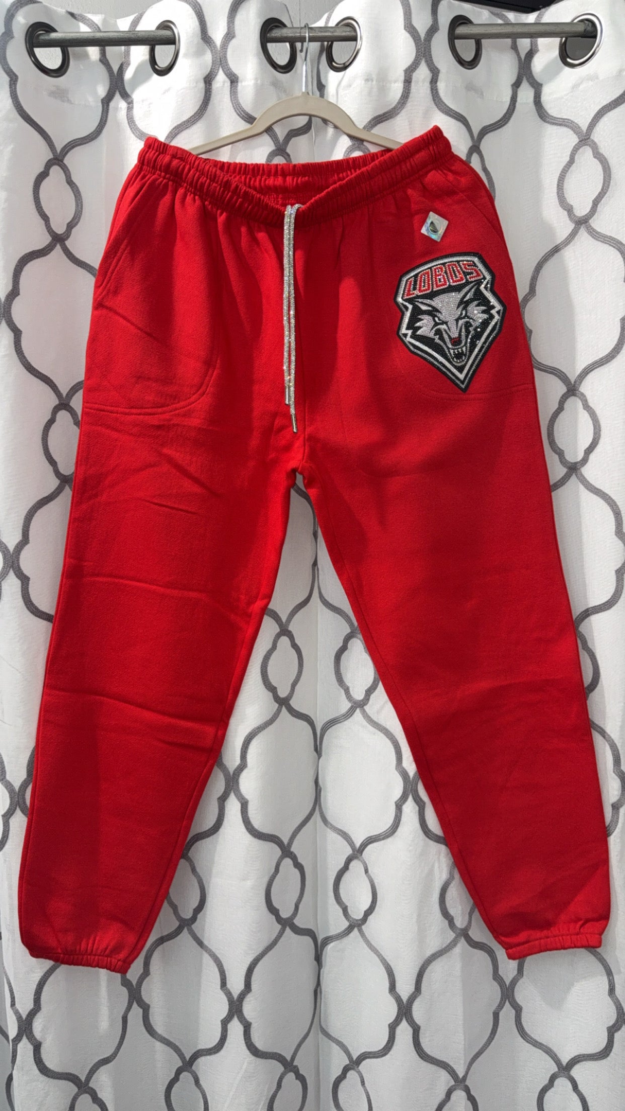Red New Mexico Lobos Pants Rhinestone Hoodie