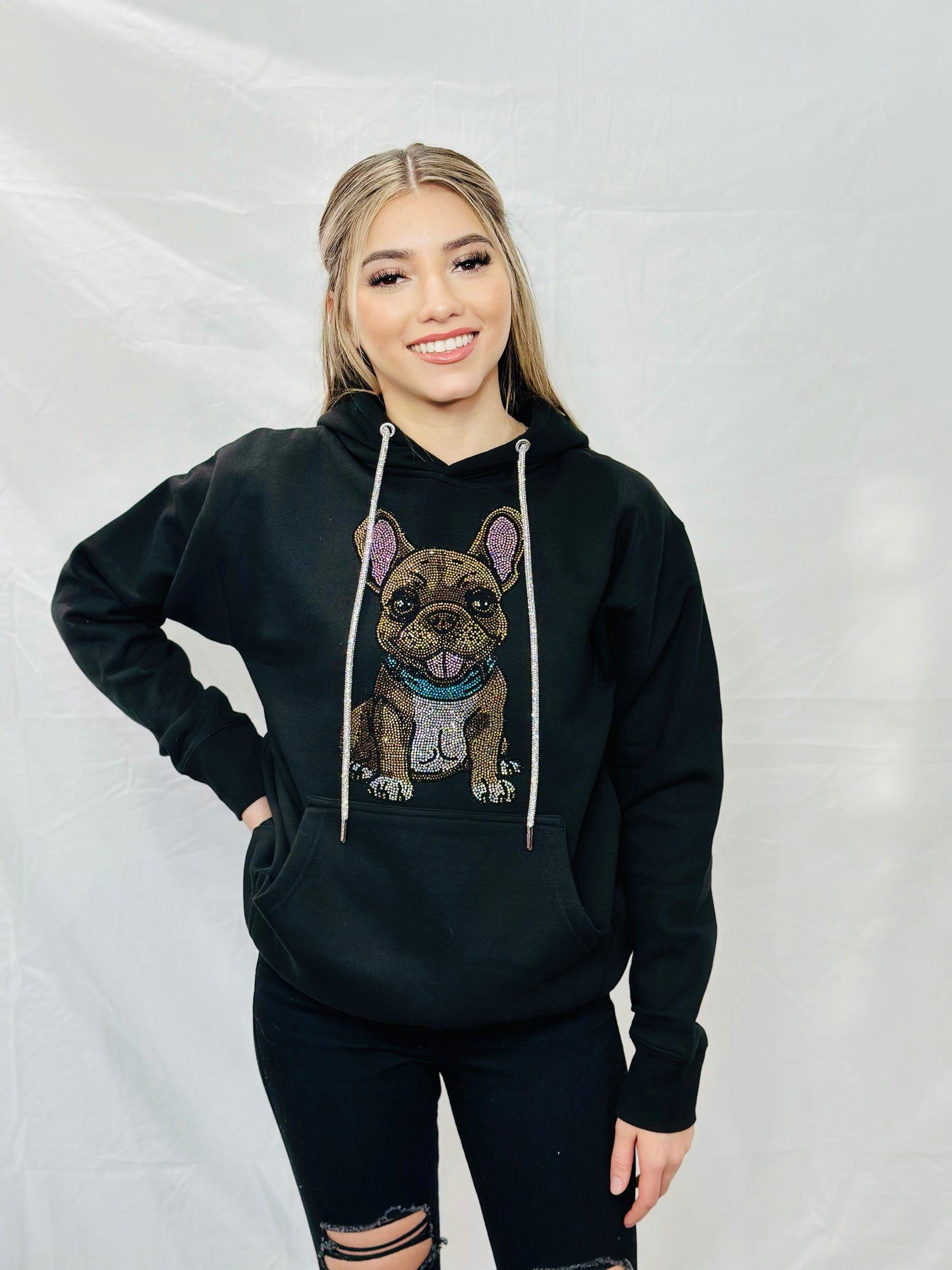 Frenchie Rhinestone Hoodie