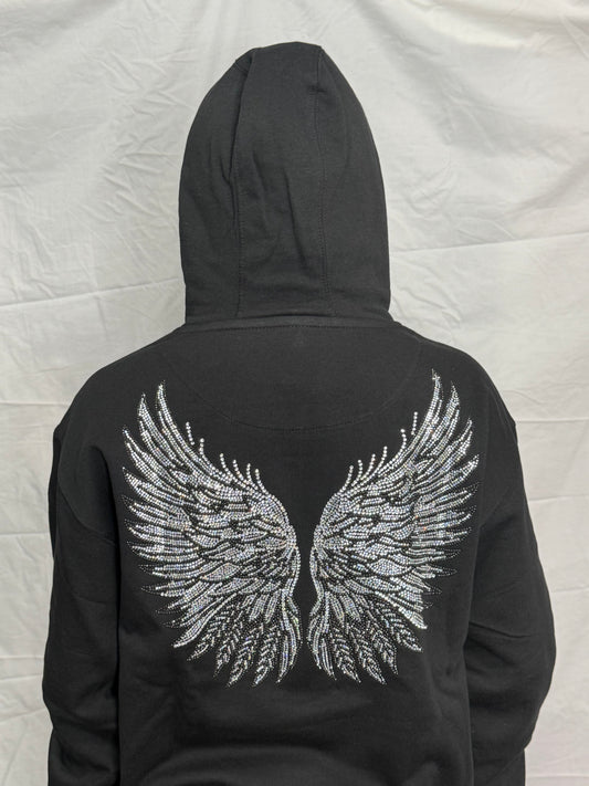 New Angel Wings Rhinestone Hoodie