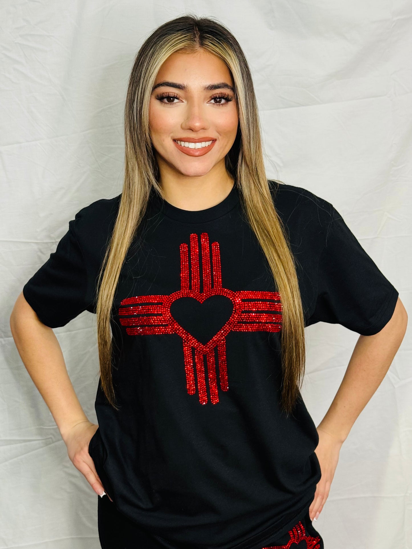 Red Zia Heart Rhinestone T-Shirt
