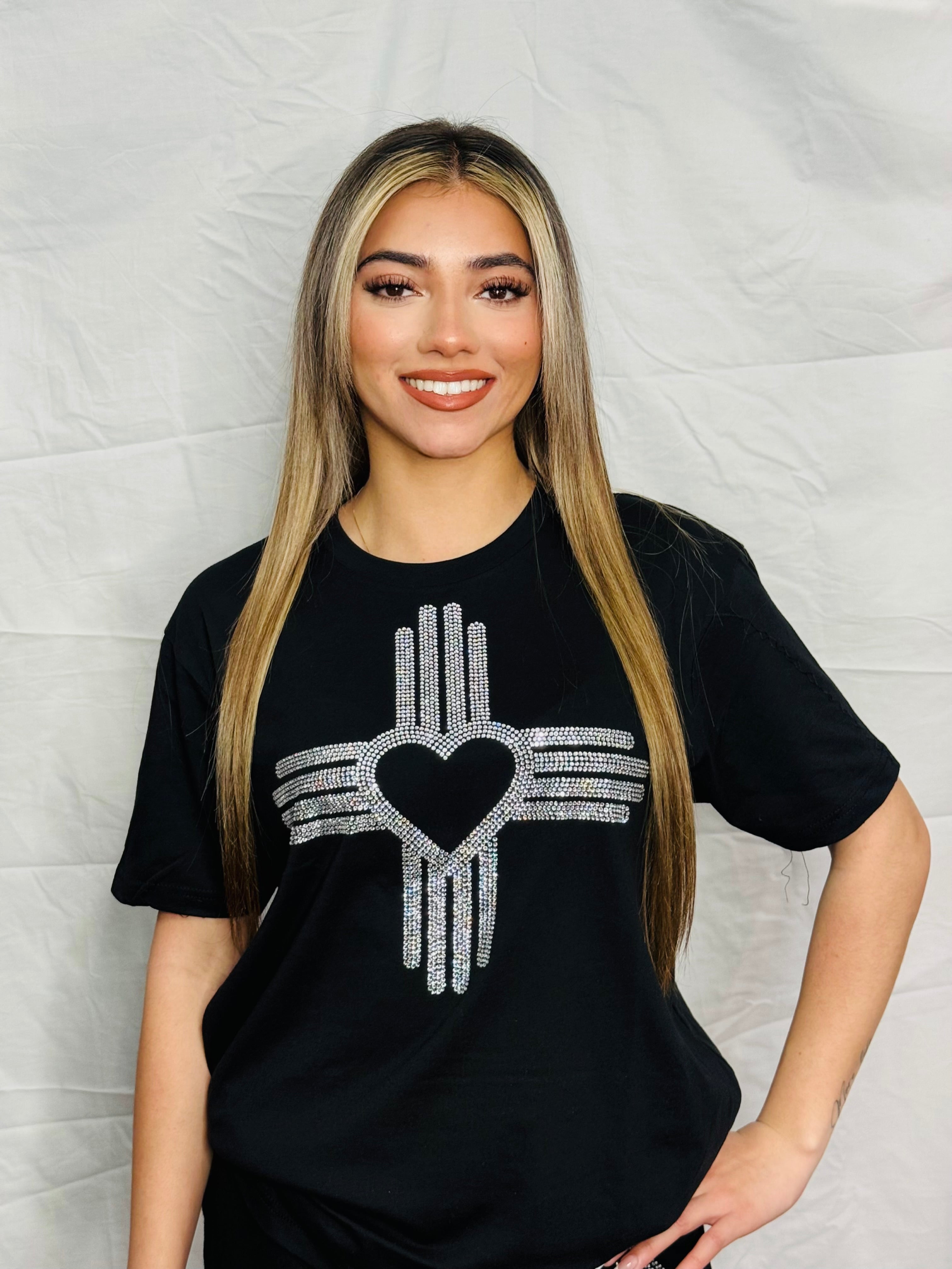 Silver Zia Heart Rhinestone T-Shirt – Eddie Valentin