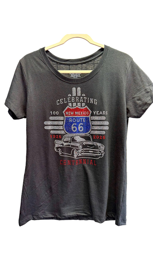 Rhinestone Route 66 Car T-shirt Unisex fit