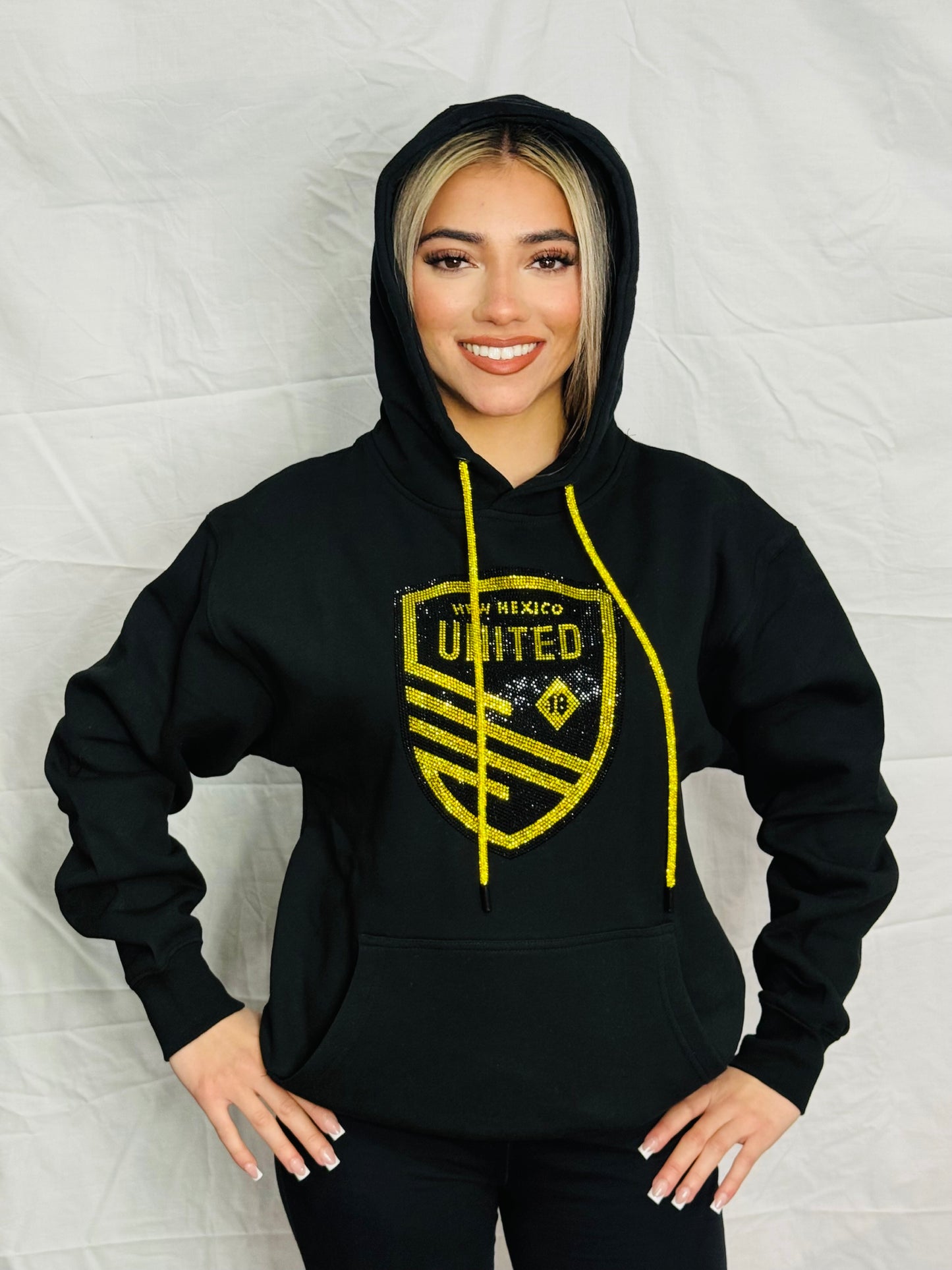 Yellow New Mexico United Rhinestone Hoodie