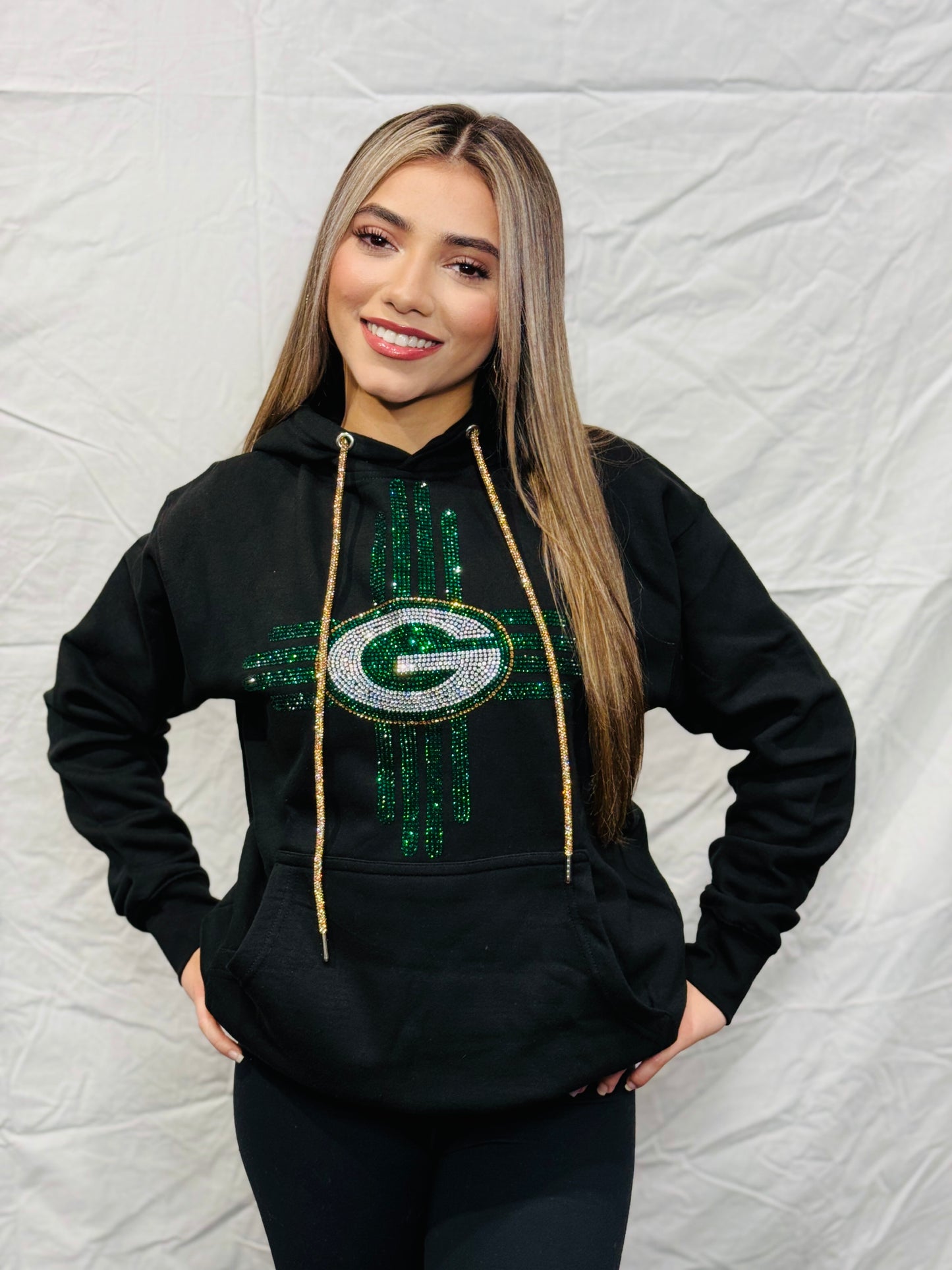 Zia Green Bay Rhinestone Hoodie