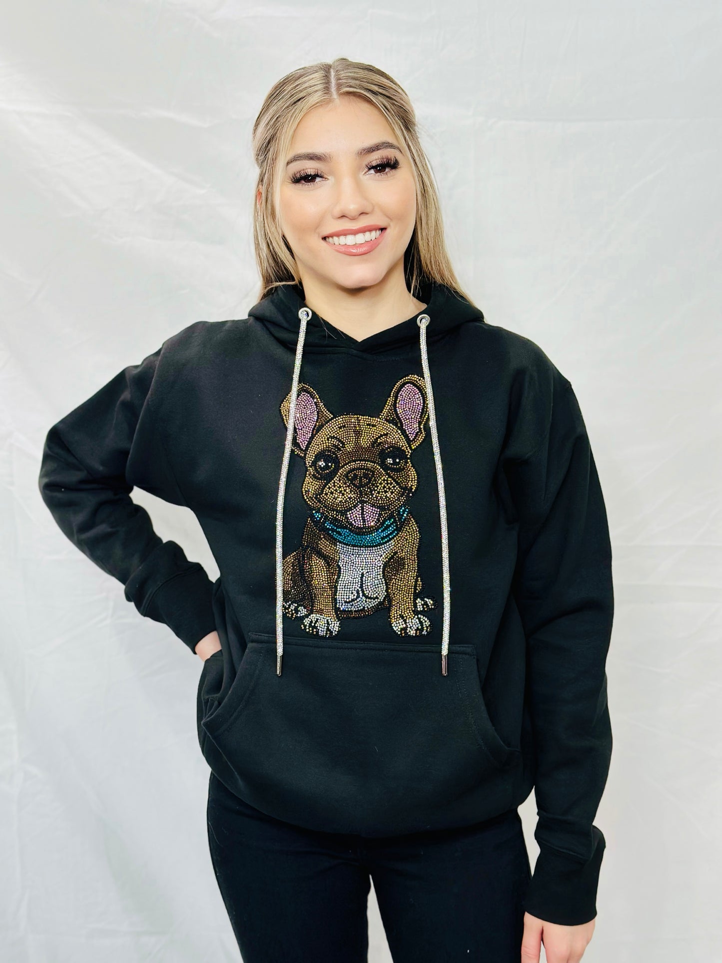 Frenchie Rhinestone Hoodie