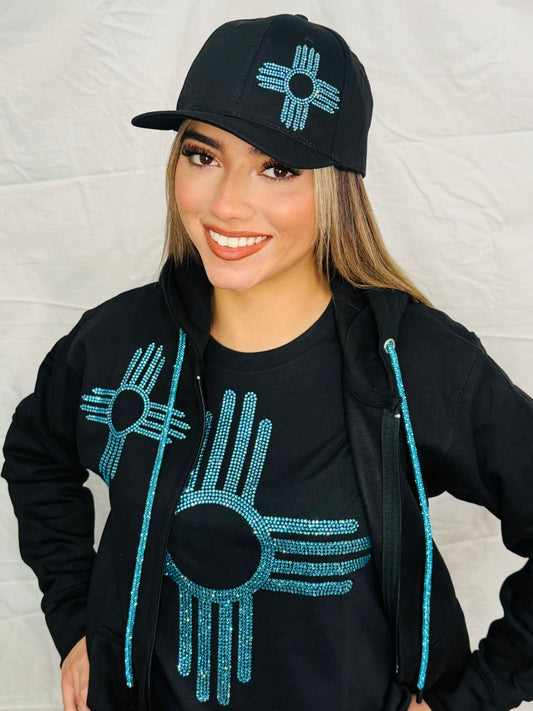 Turquoise Zia Rhinestone Hat