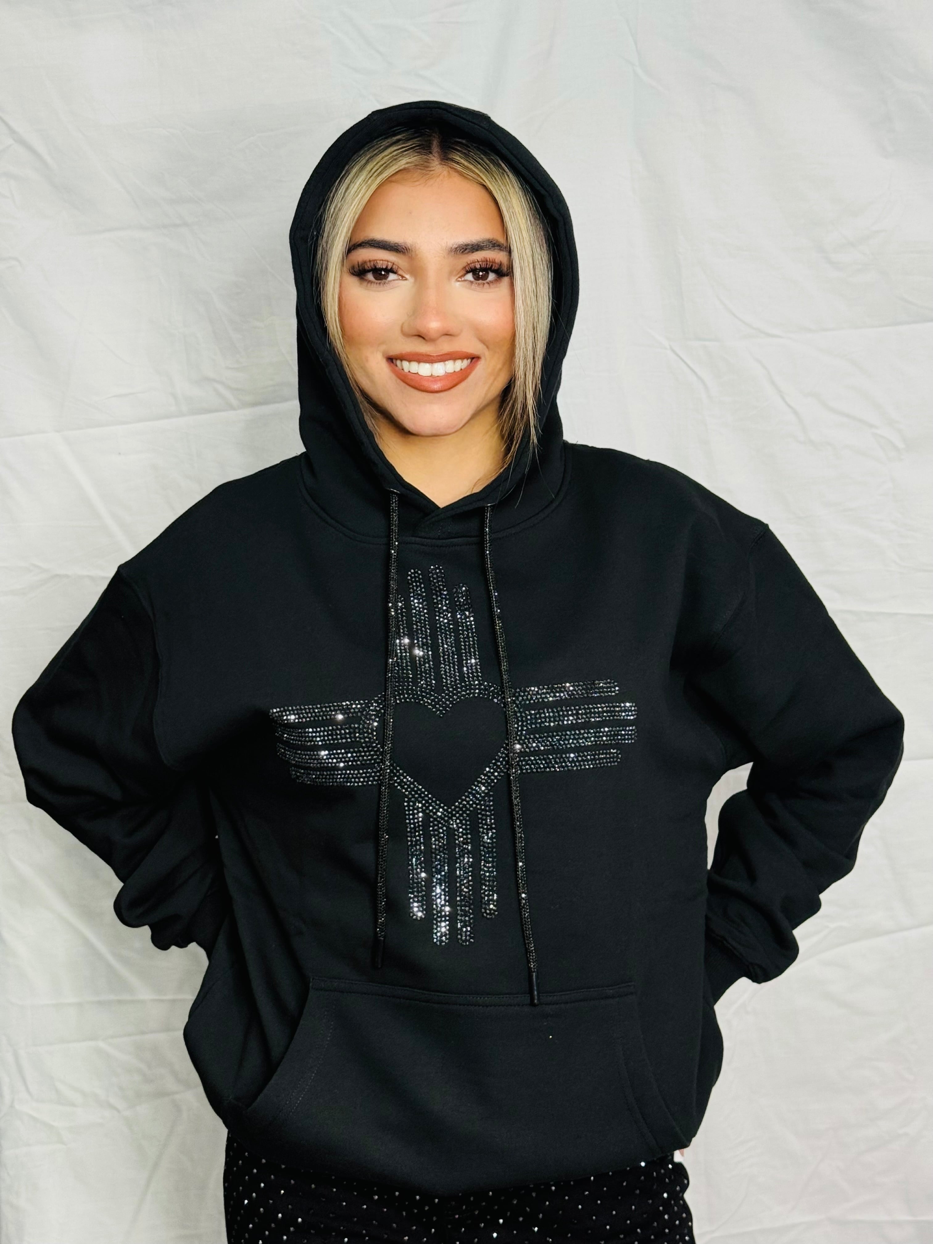 トップス p(R)ojectR Heart PLogo Rhinestone Hoodie Sacred Heart Zip Front Rhinestone Hoodie