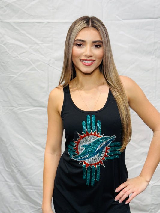 Dolphins Rhinestone Zia Tank Top