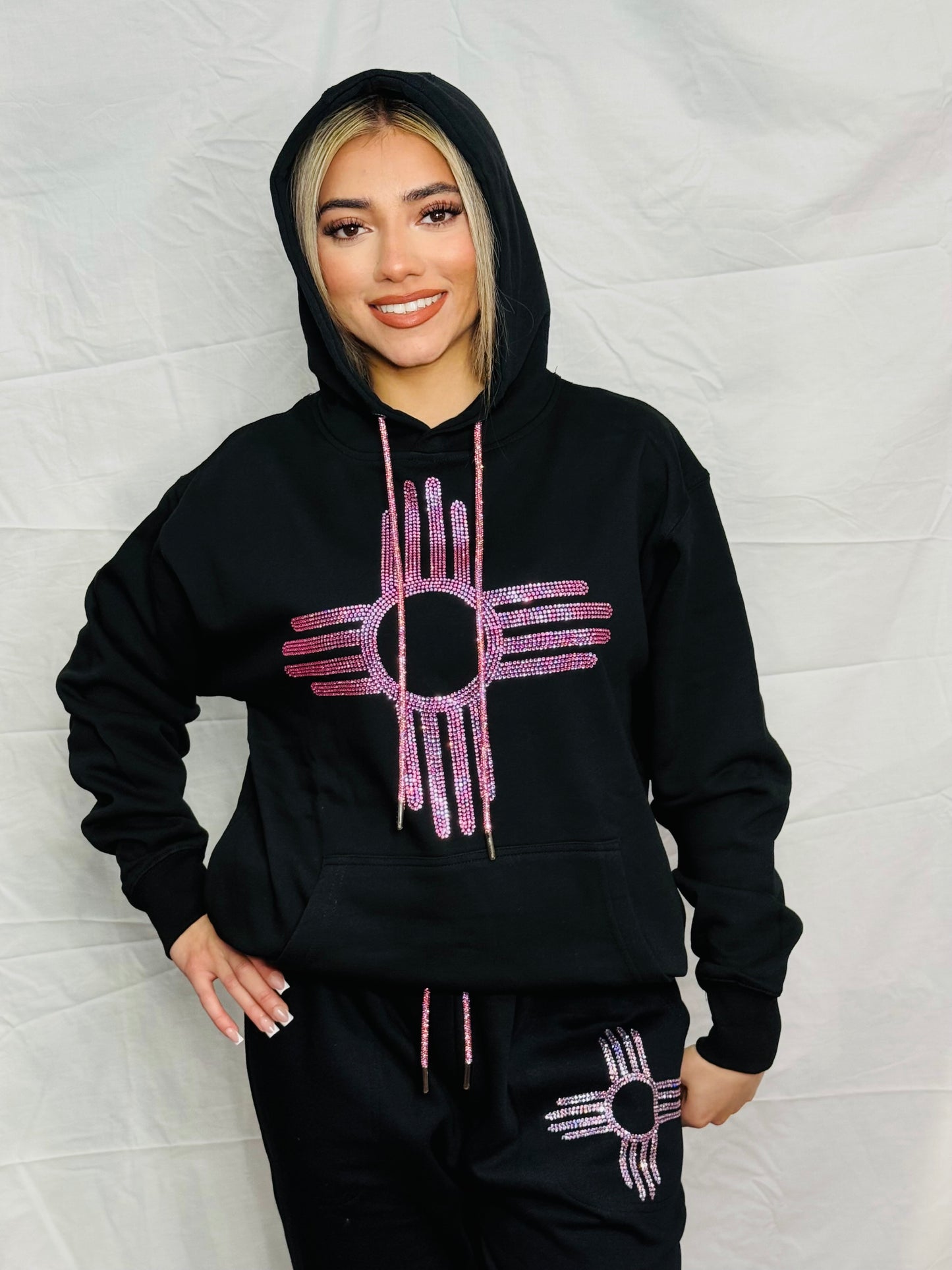 Pink Zia Rhinestone Hoodie