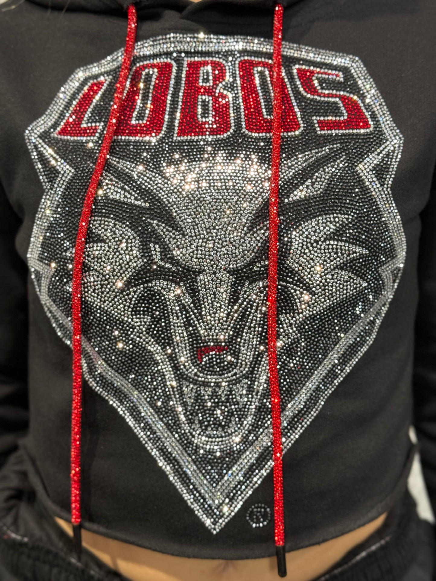 New Mexico Lobos Crop Rhinestone Hoodie