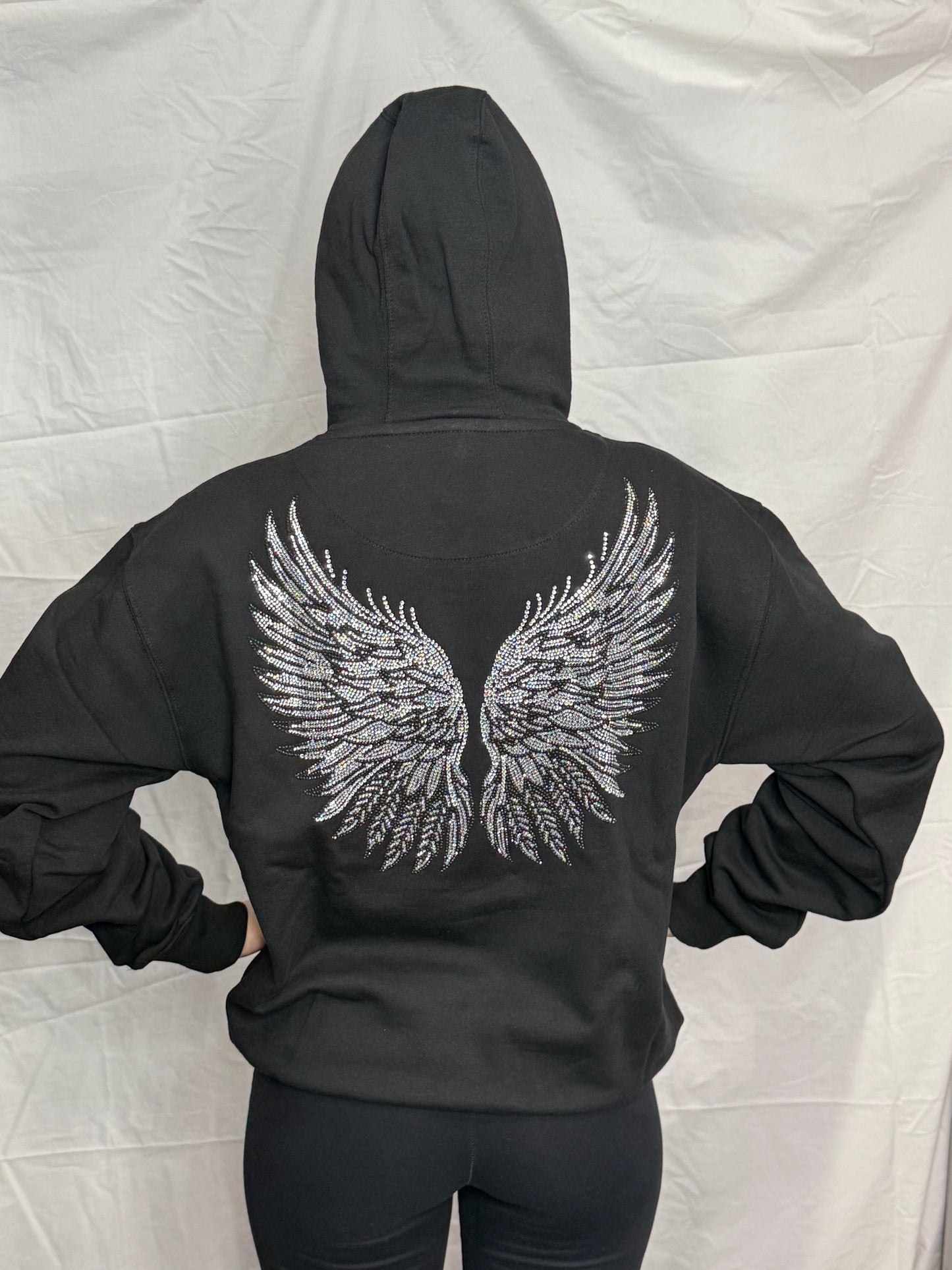New Angel Wings Rhinestone Hoodie