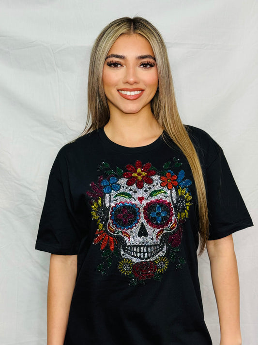 Dia De Los Muertos Rhinestone T-Shirt