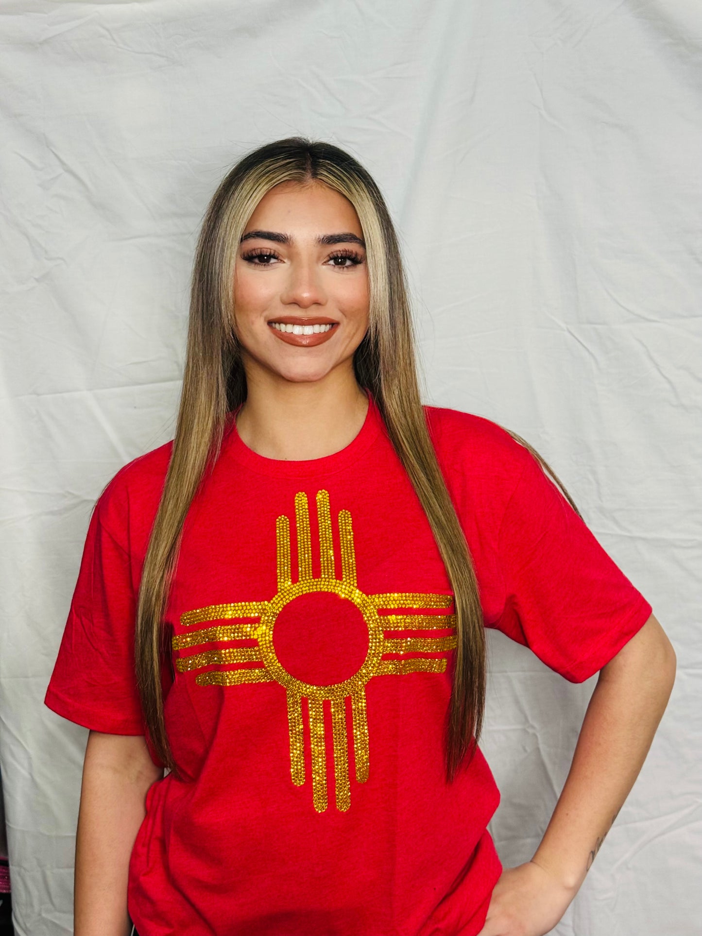 Yellow Zia Rhinestone Red T-Shirt