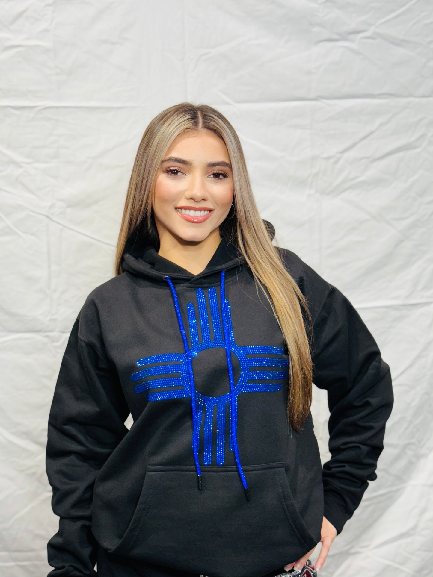 Sapphire Zia Rhinestone Hoodie