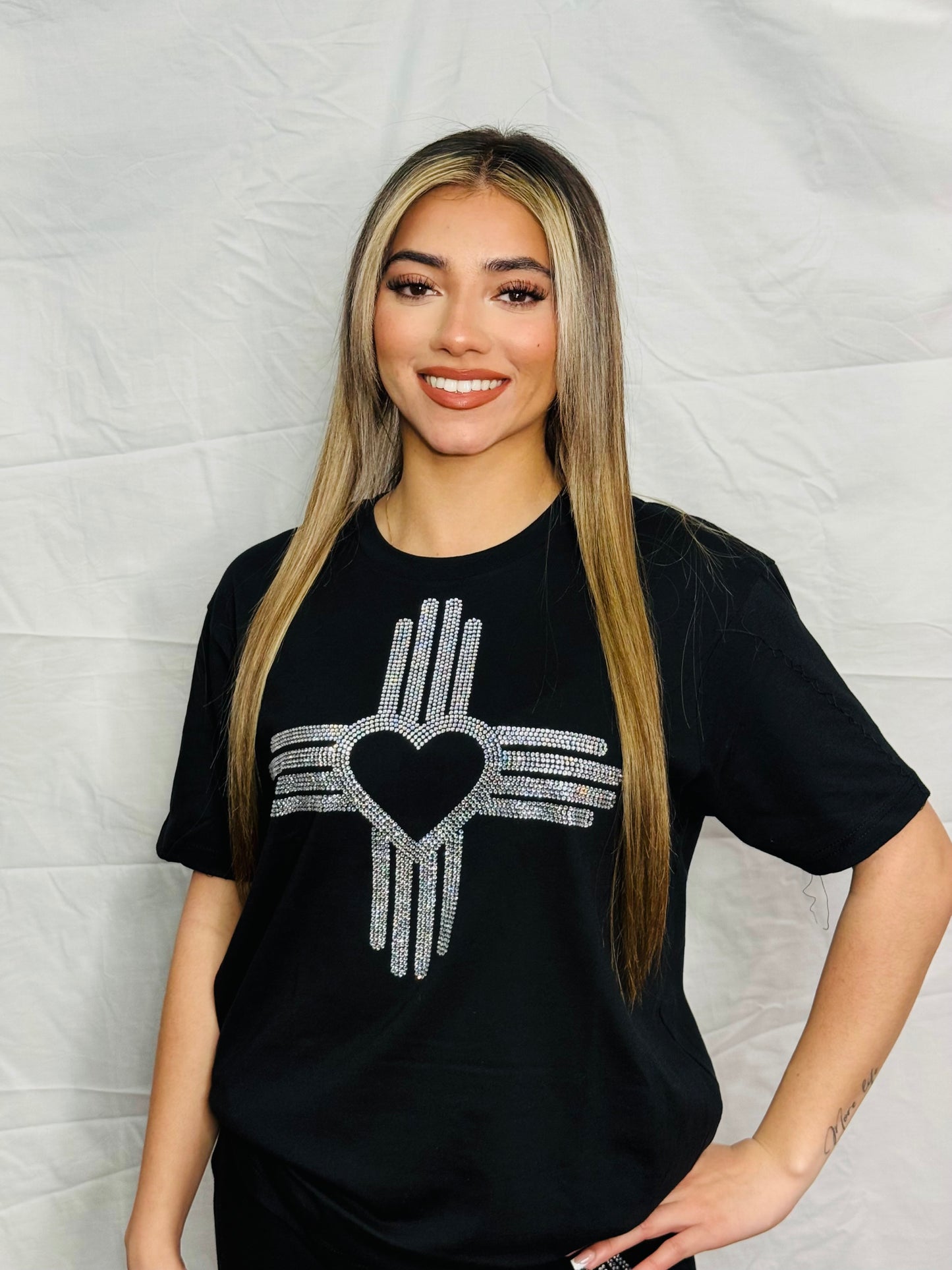 Silver Zia Heart Rhinestone T-Shirt