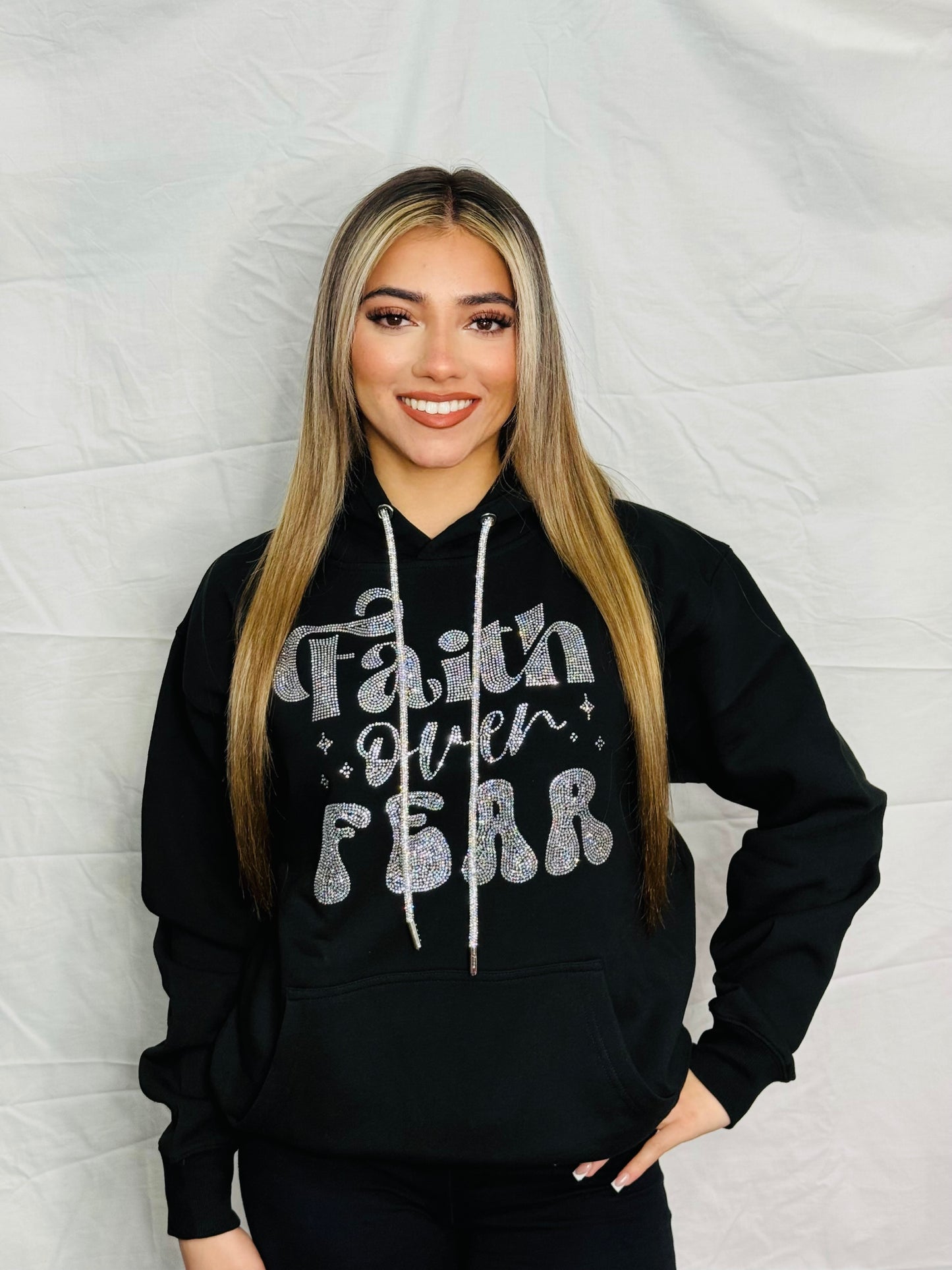 Faith over Fear Rhinestone Hoodie
