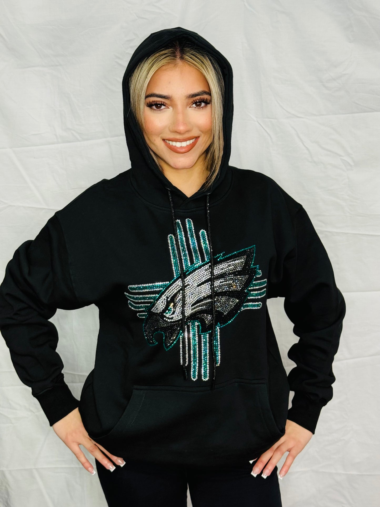 Zia Philadelphia Eagles Rhinestone Hoodie