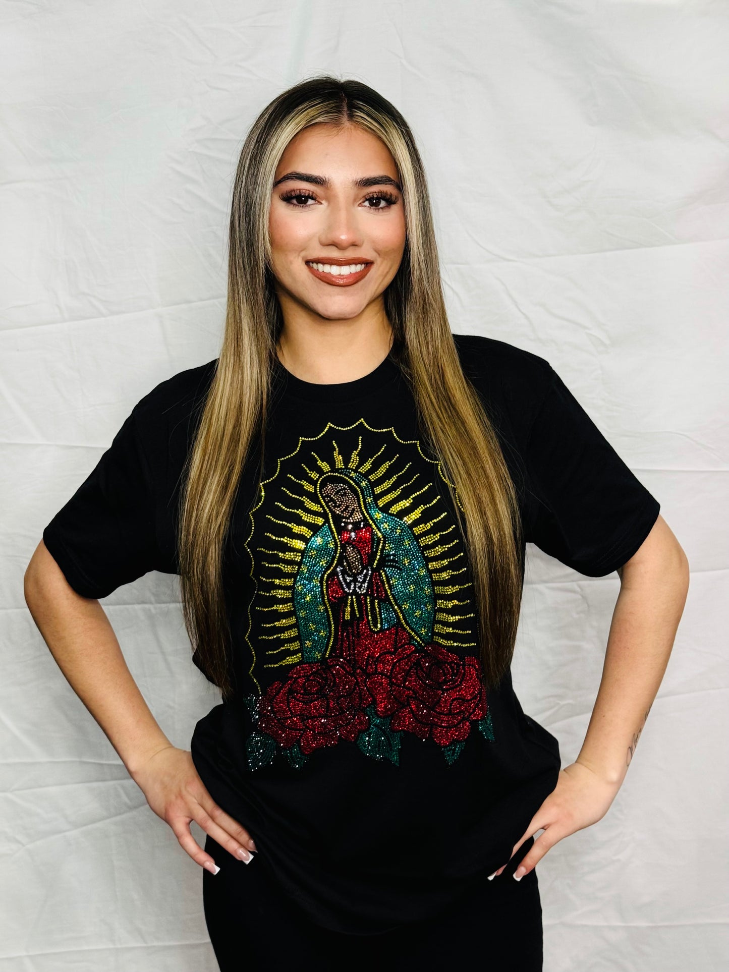 Rhinestone Our Lady of Guadalupe T-Shirt