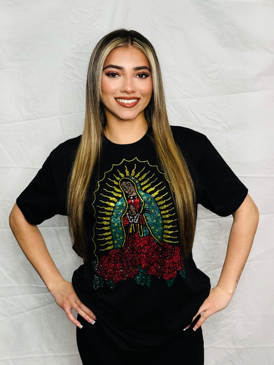 Rhinestone Our Lady of Guadalupe T-Shirt