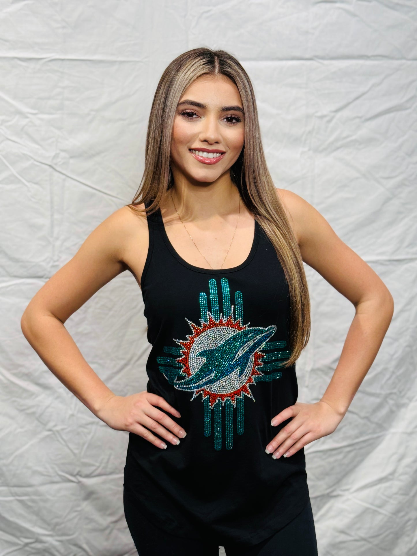 Dolphins Rhinestone Zia Tank Top