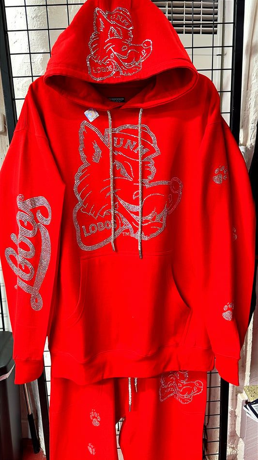 Red Louie Lobo Rhinestone Hoodie